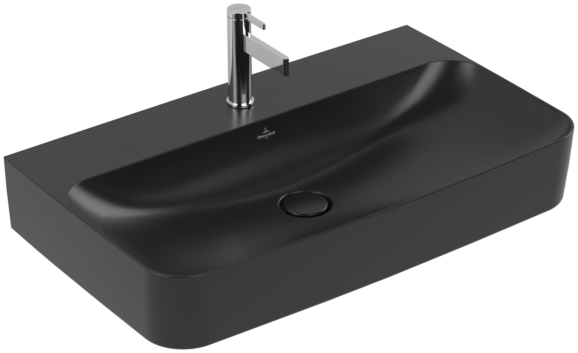 Villeroy & Boch Finion Waschbecken, 800x470x165mm, ohne Überlauf, Pure Black CeramicPlus