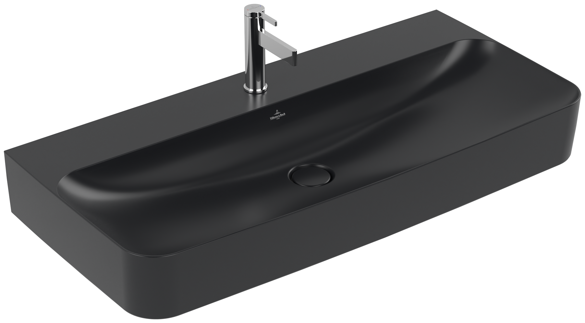 Villeroy & Boch Finion Washbasin, 1000x470x165mm, with concealed overflow, Pure Black CeramicPlus