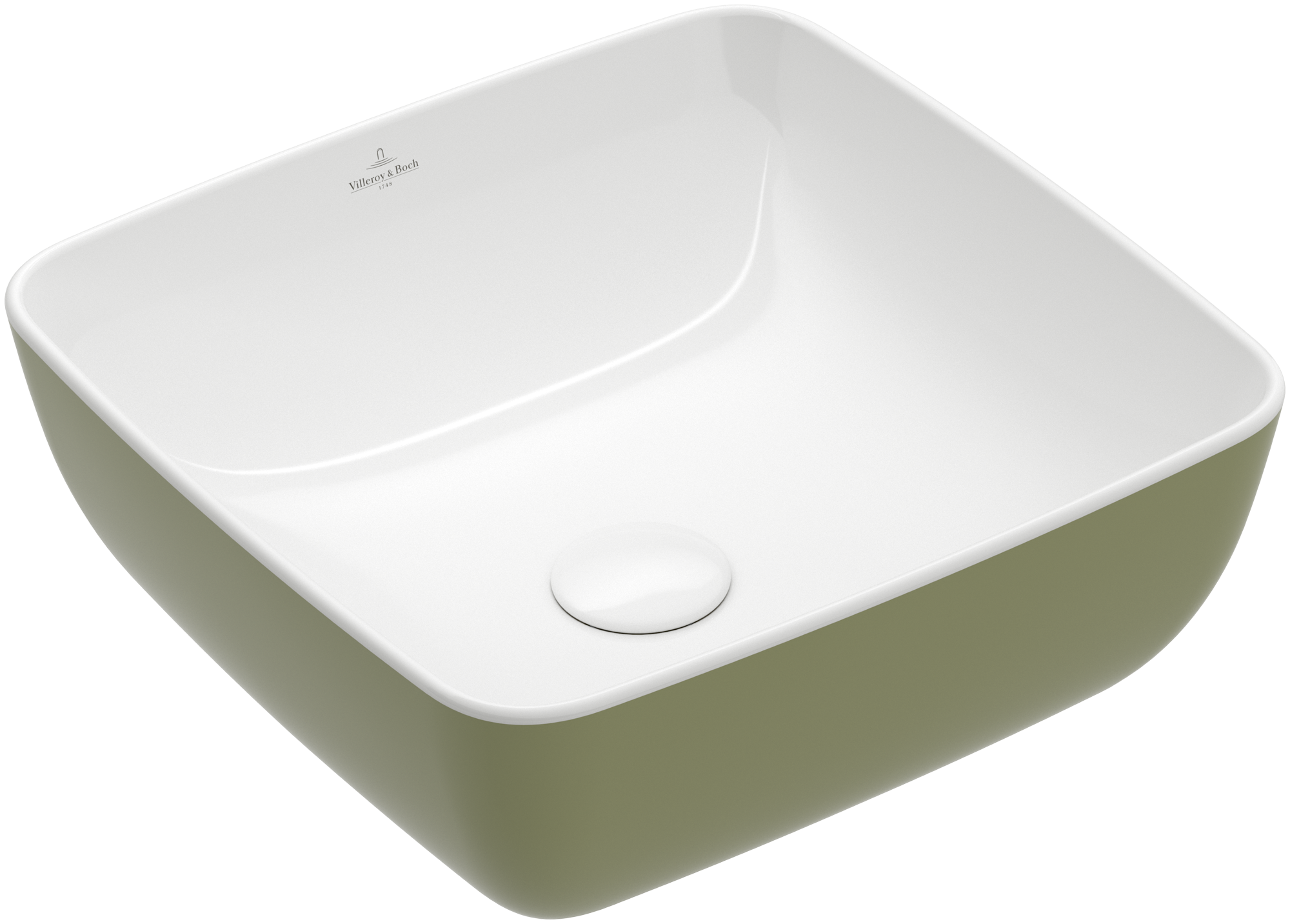 Villeroy & Boch Artis Surface-mounted washbasin, 410x410x130mm, without overflow, Sage Green