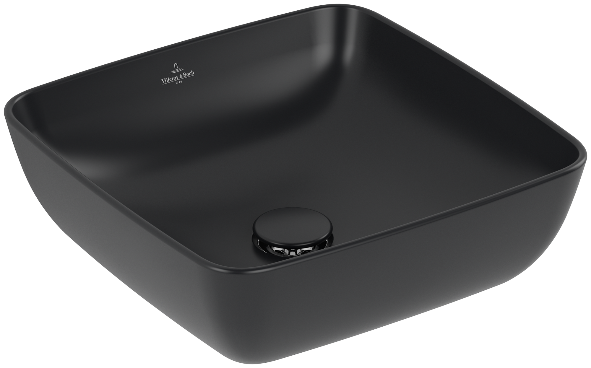 Villeroy & Boch Artis Aufsatzwaschbecken, 410x410x130mm, ohne Überlauf, Pure Black CeramicPlus