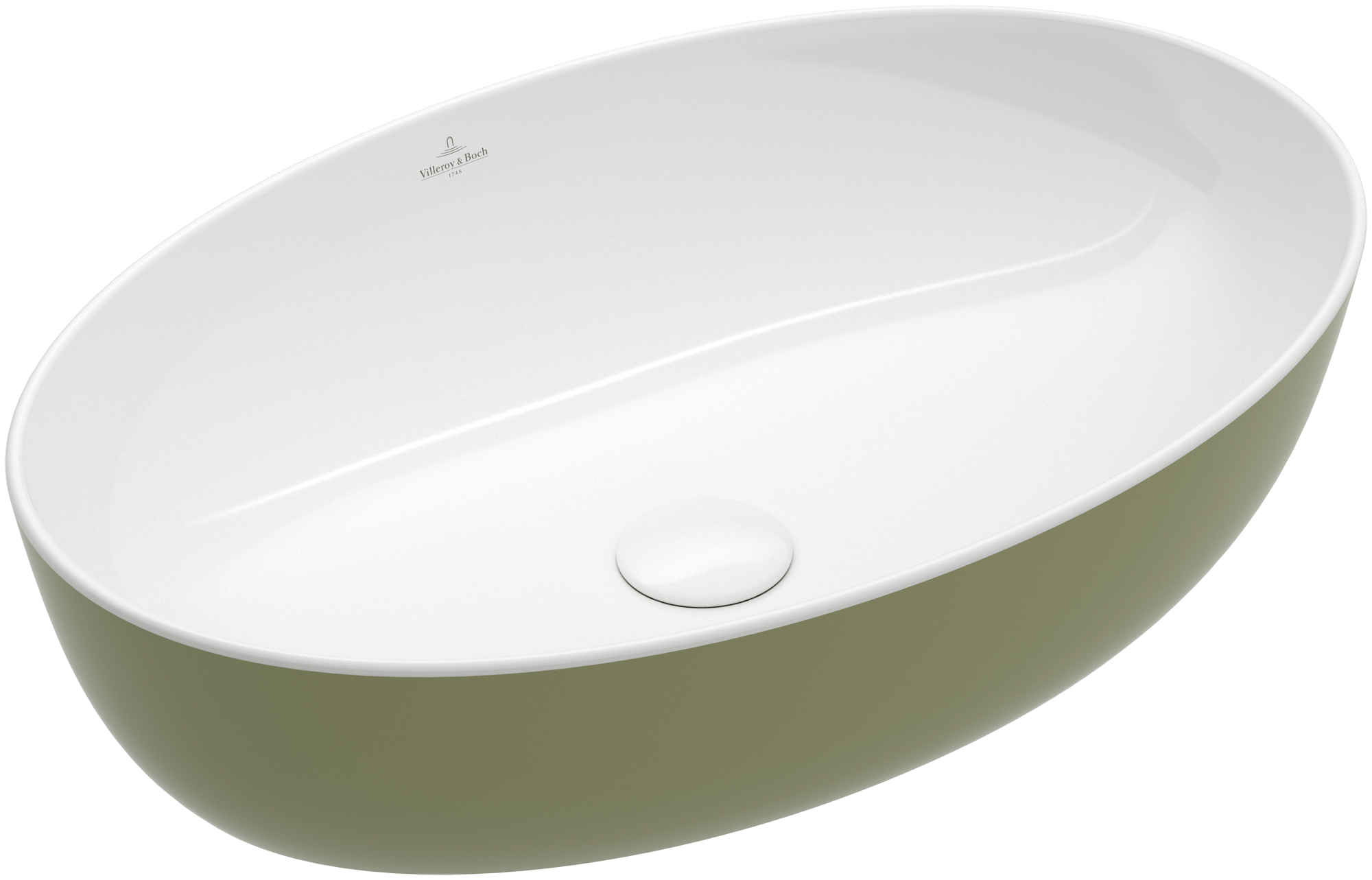 Villeroy & Boch Artis Surface-mounted washbasin, 610x410x130mm, without overflow, Sage Green