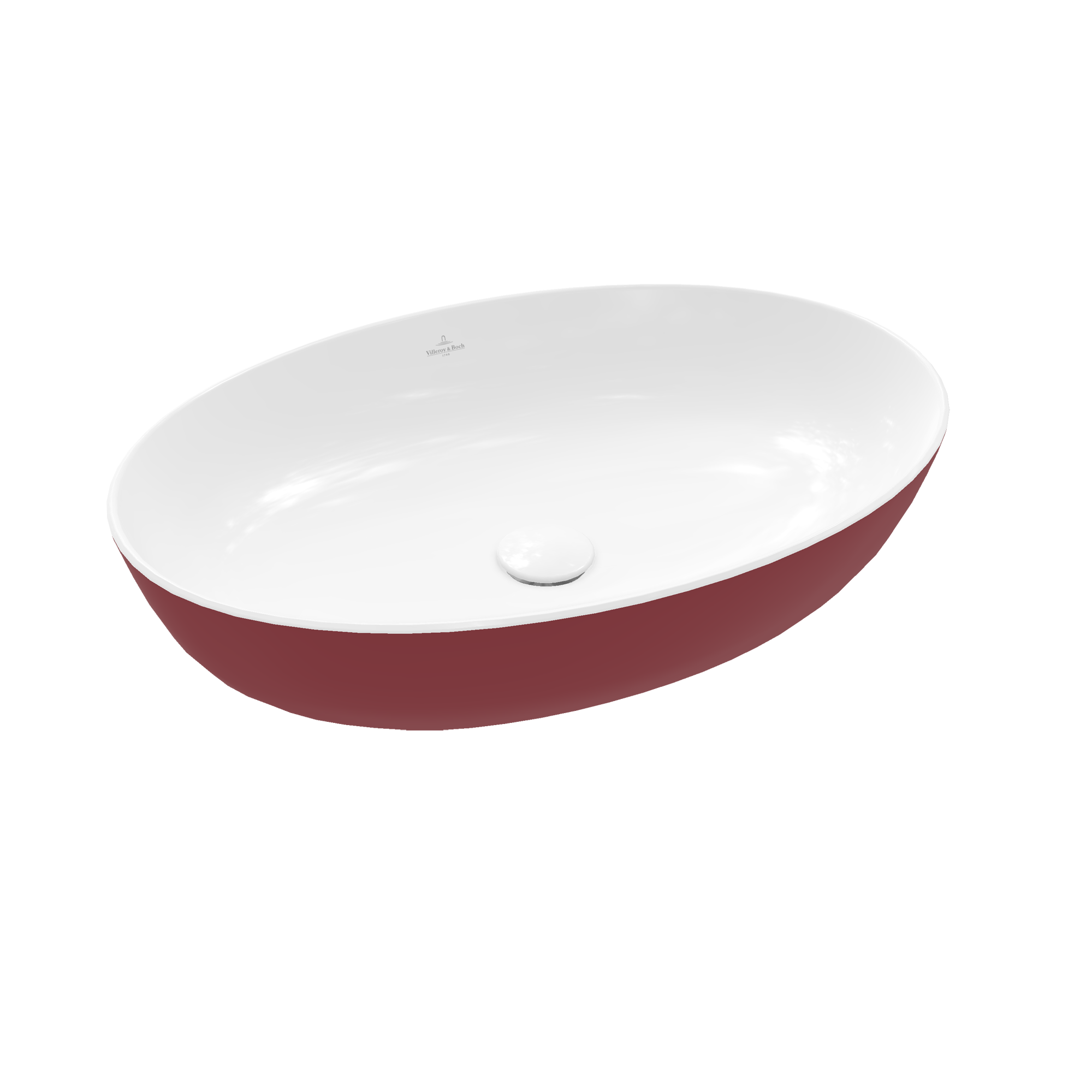 Villeroy & Boch Artis Surface-mounted washbasin, 610x410x130mm, without overflow, Bordeaux