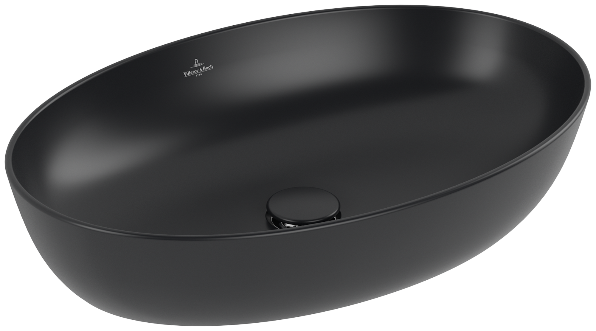 Villeroy & Boch Artis Aufsatzwaschbecken, 610x410x130mm, ohne Überlauf, Pure Black CeramicPlus