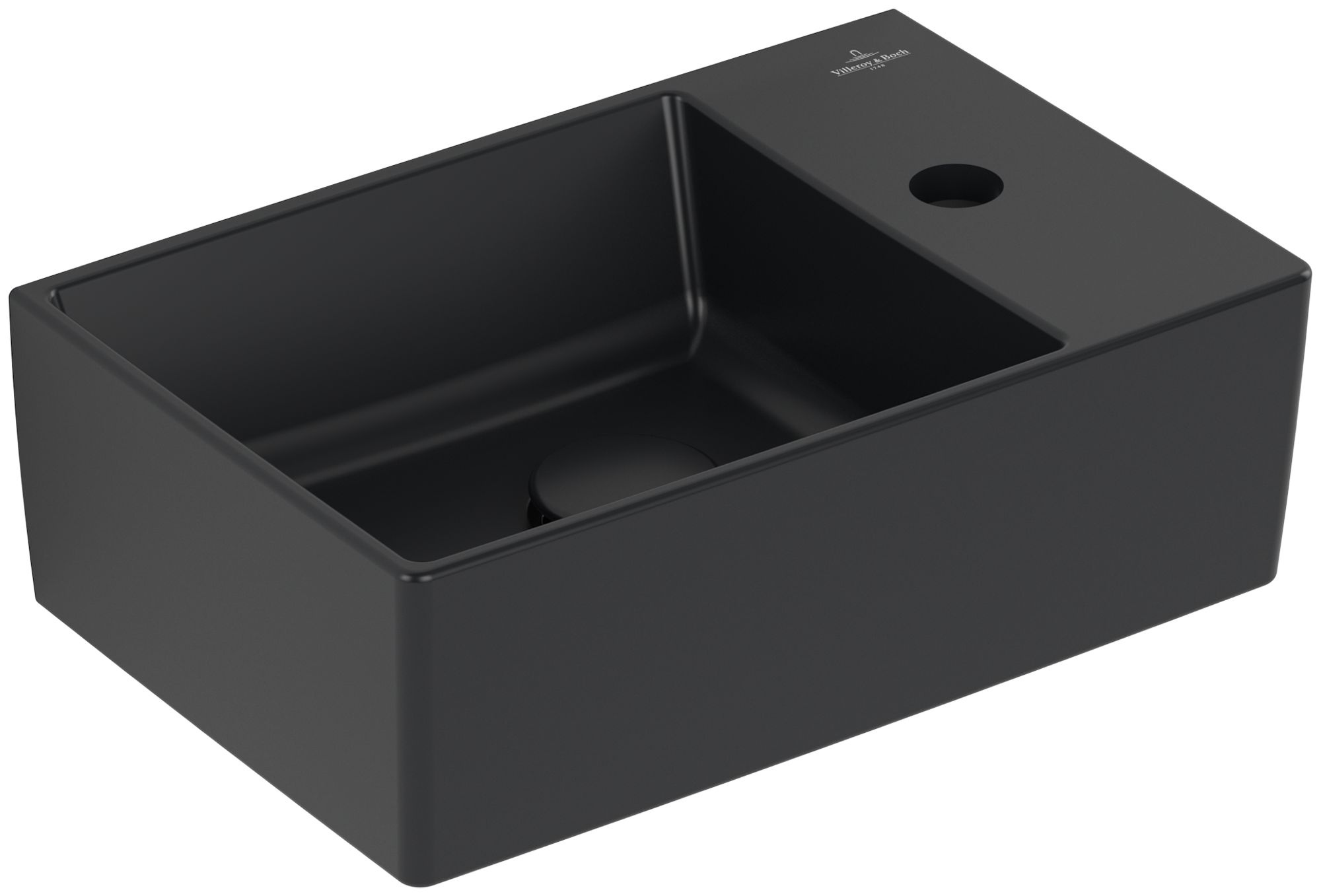 Villeroy & Boch Memento 2.0 Handwashbasin, 400x260x111mm, without overflow, Pure Black CeramicPlus