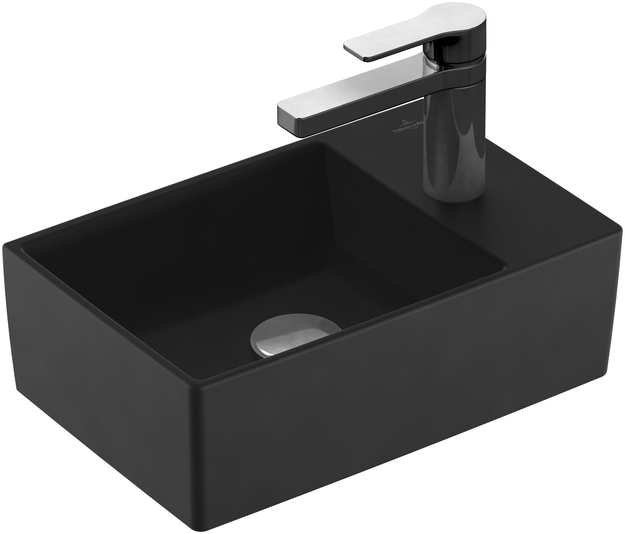 Villeroy & Boch Memento 2.0 Handwashbasin, 400x260x111mm, without overflow, Pure Black CeramicPlus