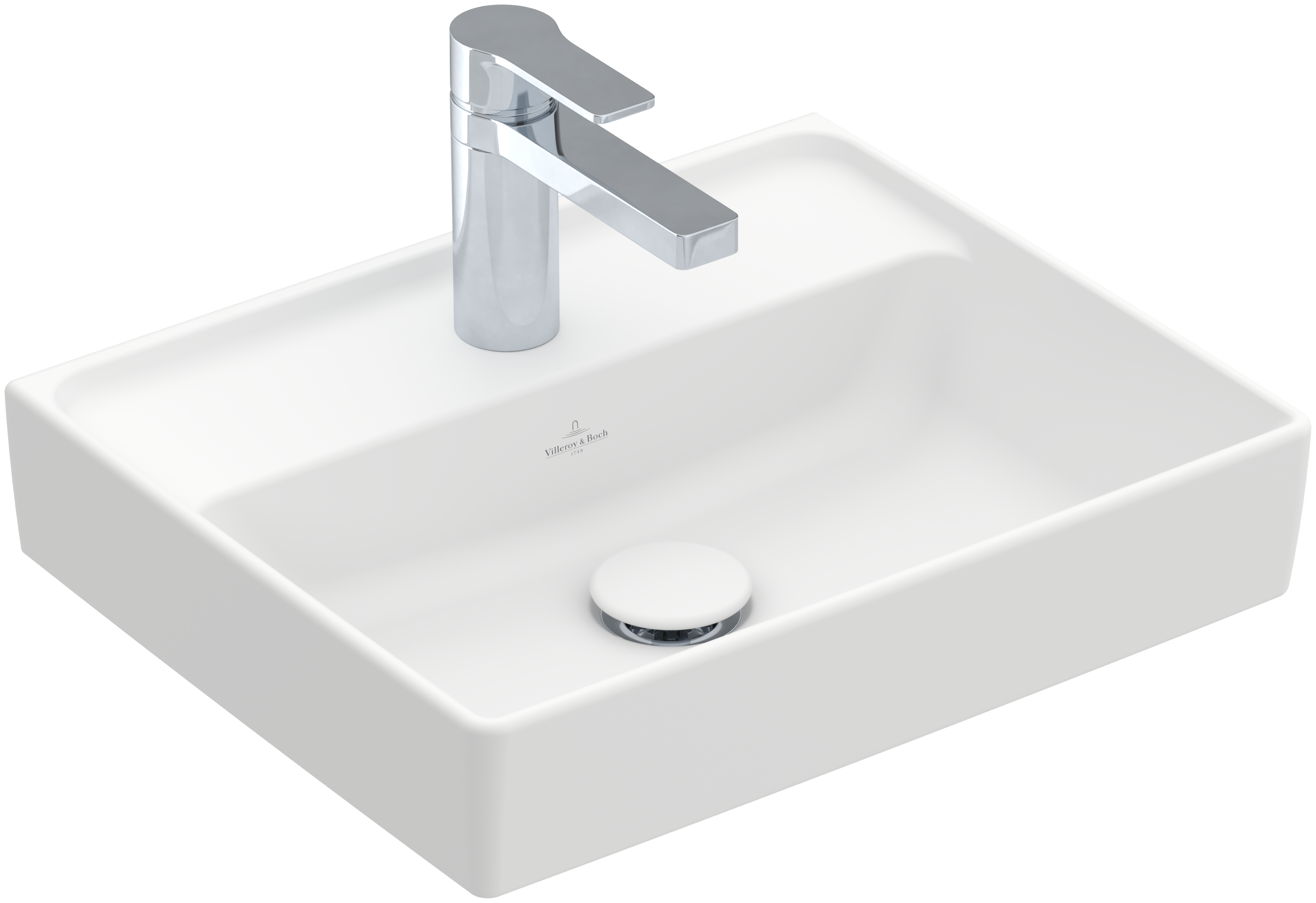 Villeroy & Boch Collaro Handwashbasin, 450x370x150mm, without overflow, Stone White CeramicPlus