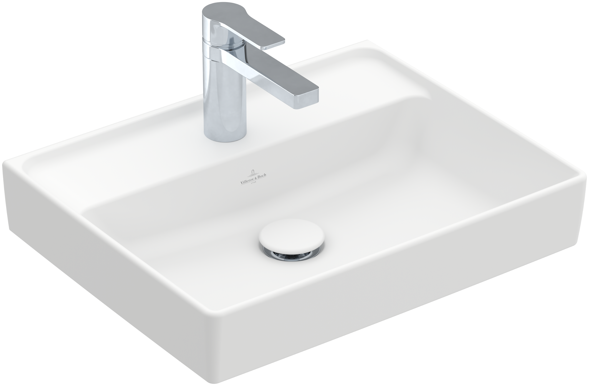 Villeroy & Boch Collaro Handwashbasin, 500x400x150mm, without overflow, Stone White CeramicPlus