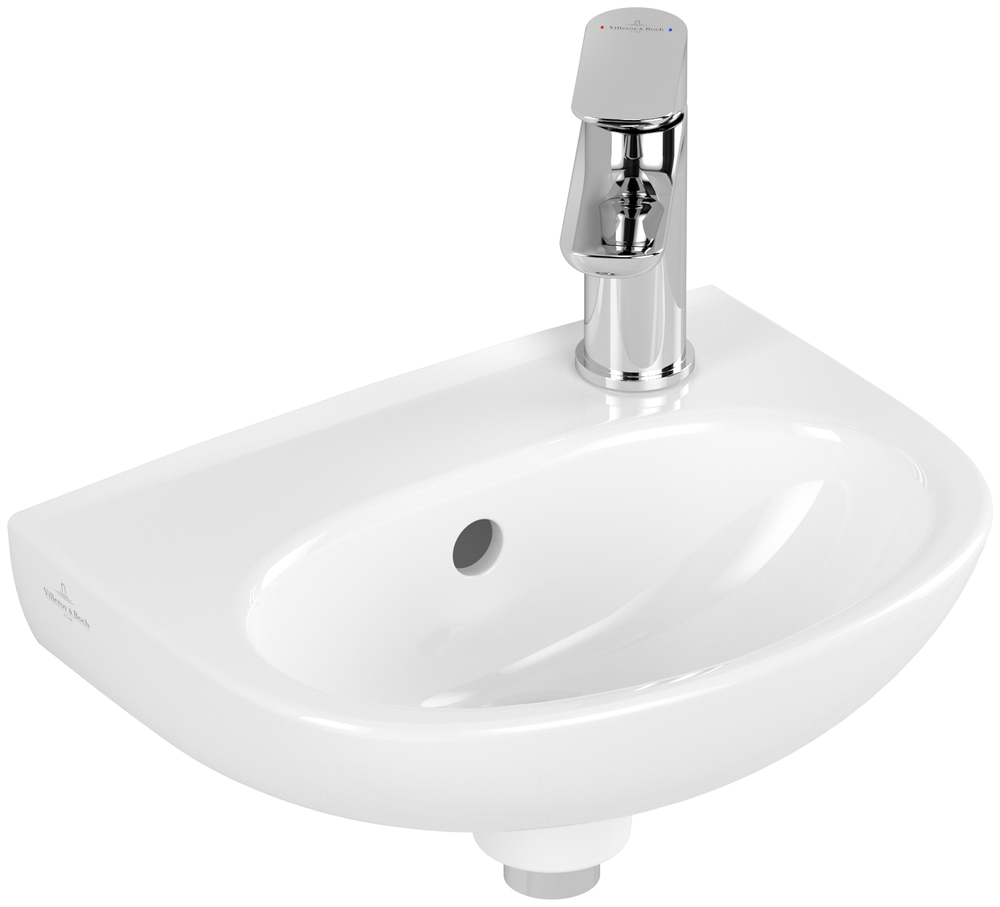 Villeroy & Boch O.novo Handwashbasin, 360x275x145mm, with overflow, White Alpin CeramicPlus