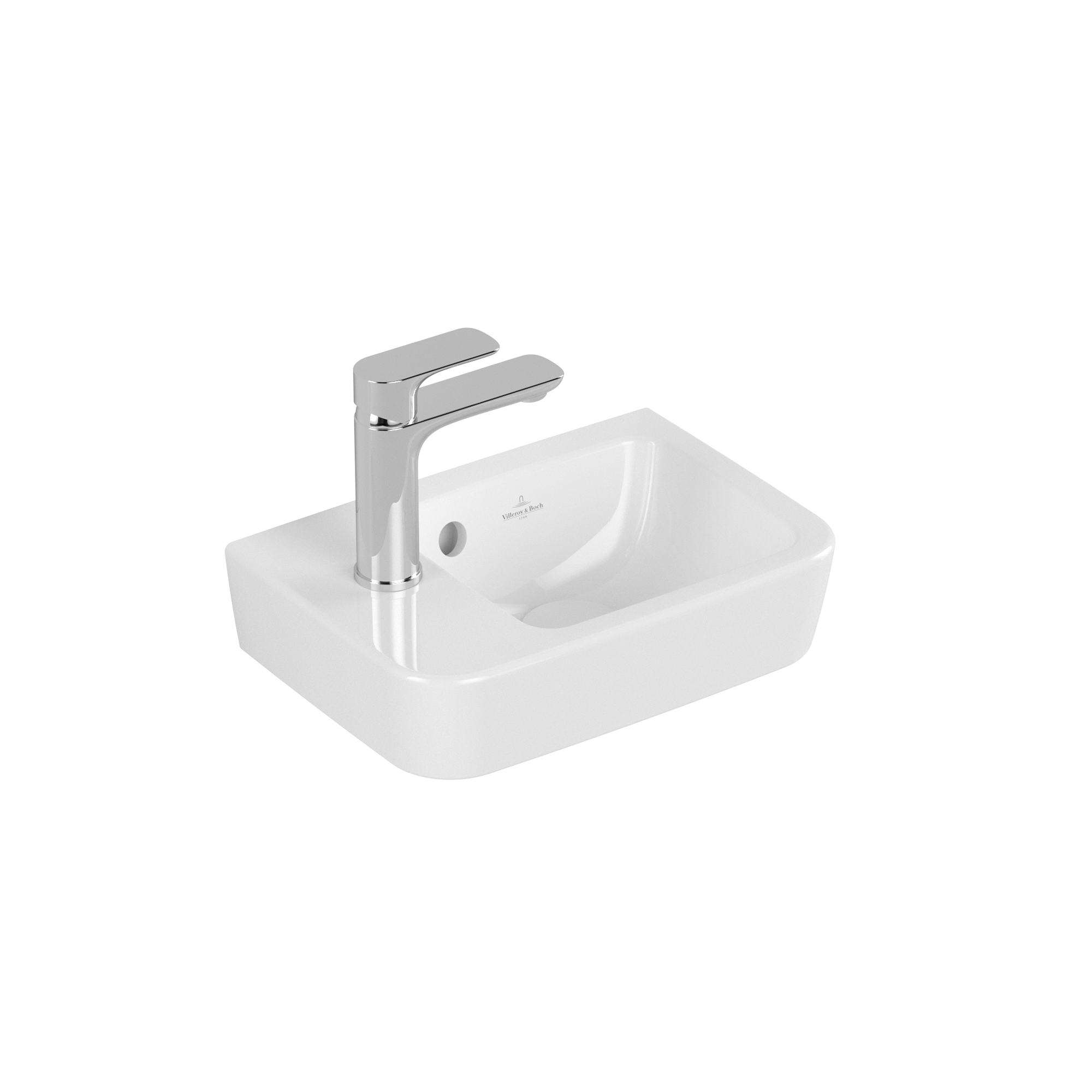 Villeroy & Boch O.novo Lave-mains Compact, 360x250x145mm, avec trop-plein, Blanc CeramicPlus
