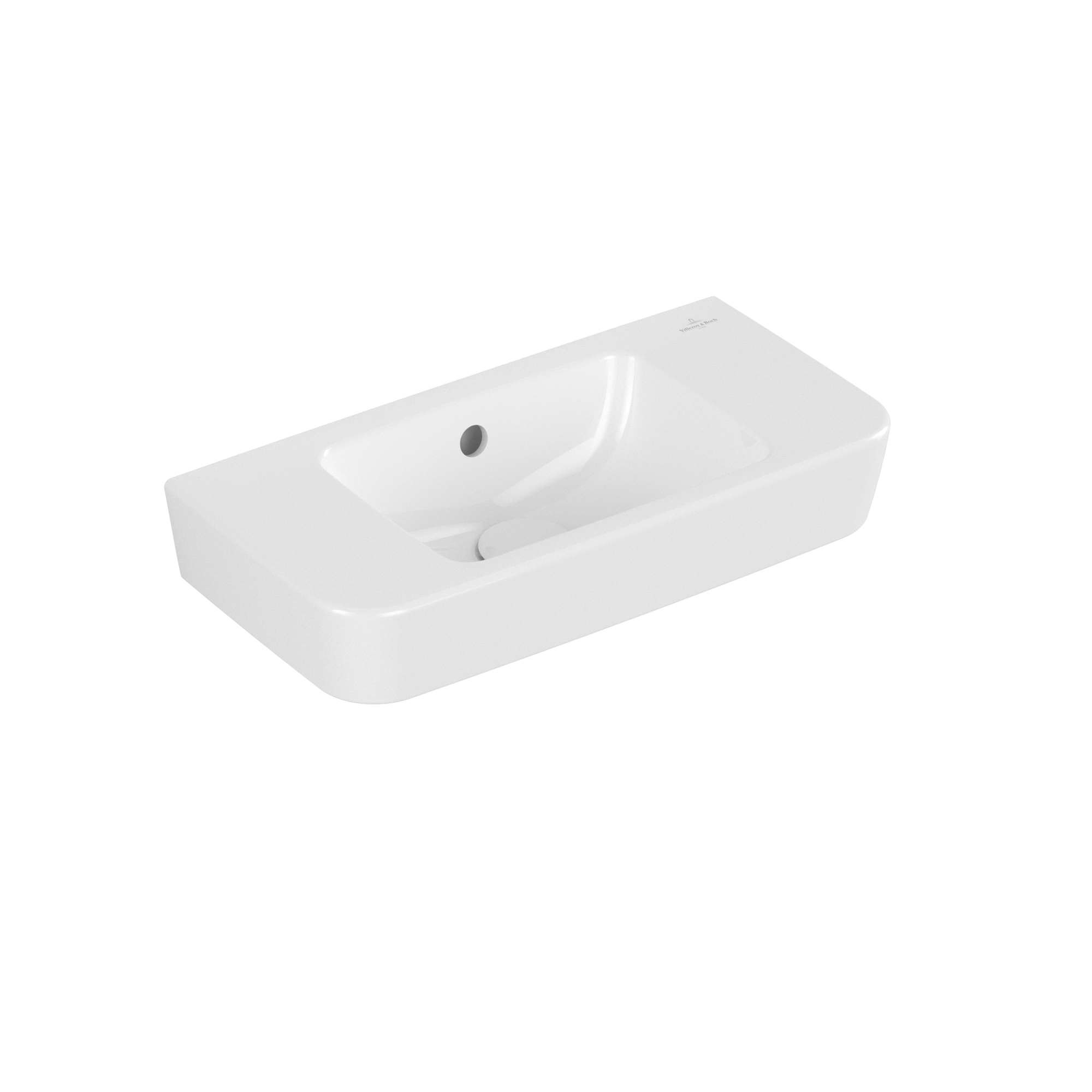 Villeroy & Boch O.novo Handwashbasin Compact, 500x250x145mm, with overflow, White Alpin AntiBac CeramicPlus