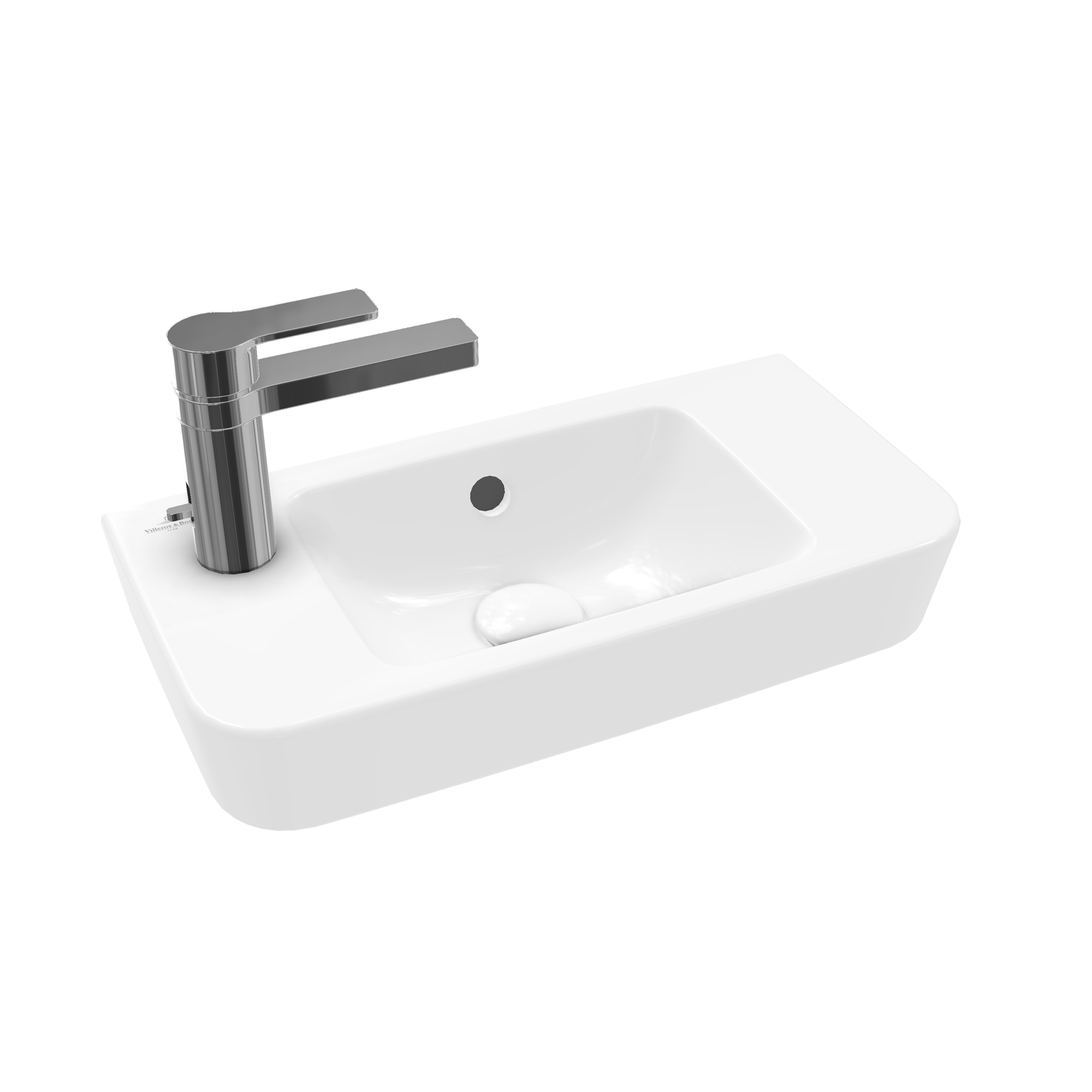 Villeroy & Boch O.novo Handwashbasin Compact, 500x250x145mm, with overflow, White Alpin