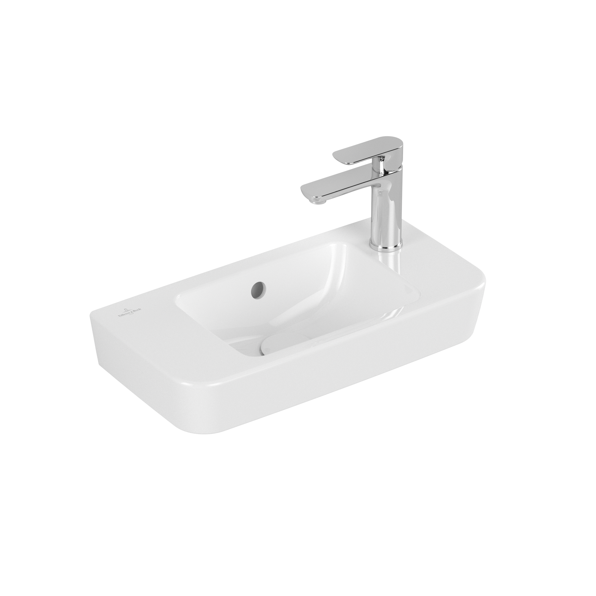Villeroy & Boch O.novo Handwashbasin Compact, 500x250x145mm, with overflow, White Alpin AntiBac CeramicPlus