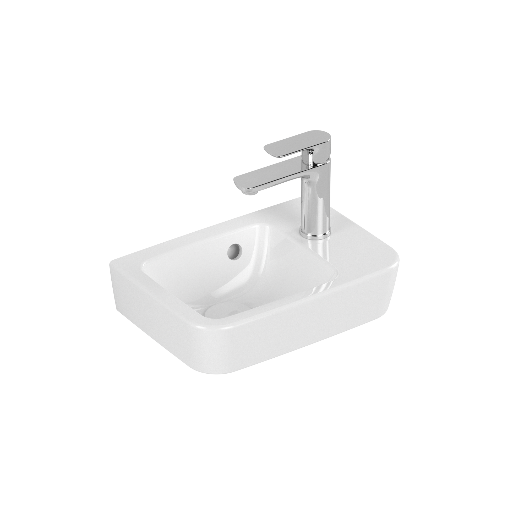 Villeroy & Boch O.novo Handwashbasin Compact, 360x250x145mm, with overflow, White Alpin AntiBac CeramicPlus