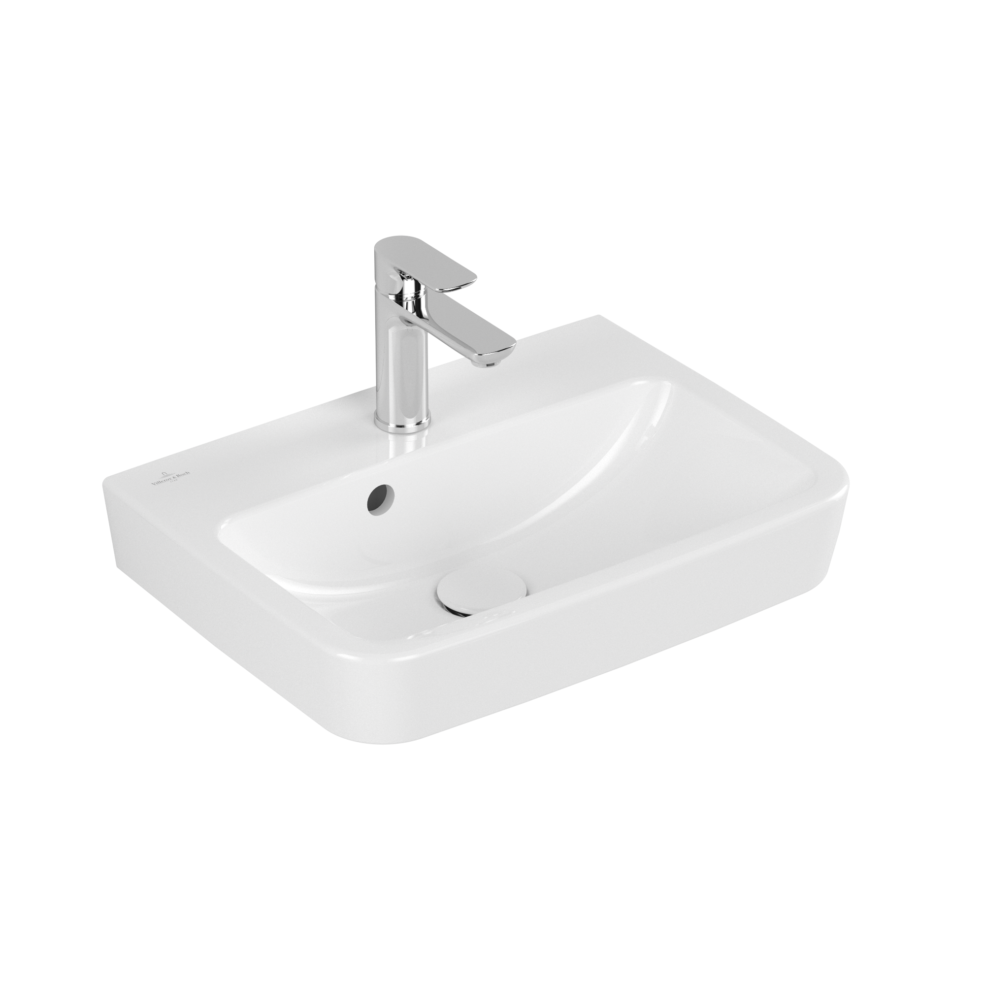 Villeroy & Boch O.novo Handwashbasin, 500x370x160mm, with overflow, White Alpin AntiBac CeramicPlus