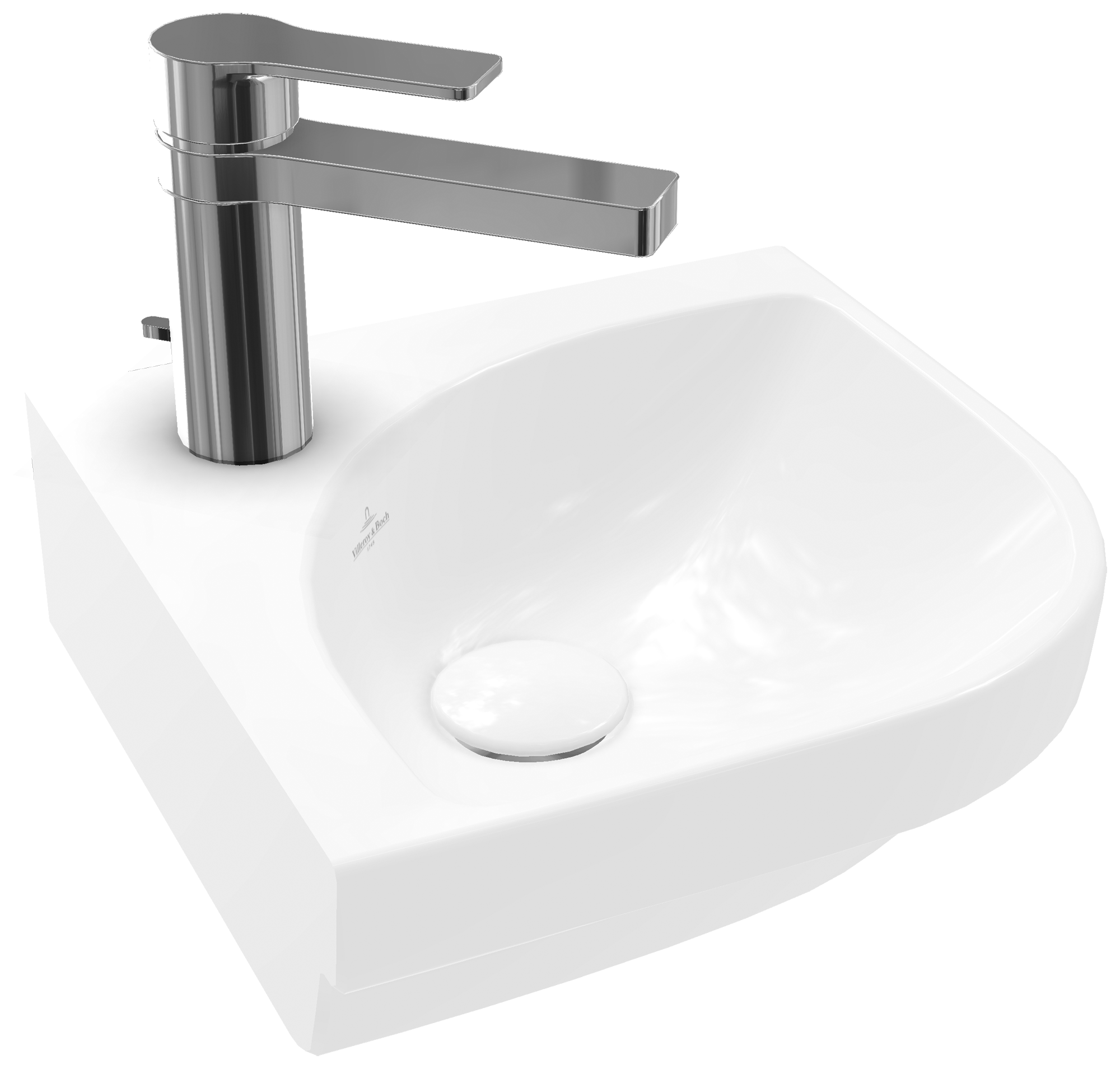 Villeroy & Boch Subway 3.0 Lave-mains d'angle, 320x320x145mm, sans trop-plein, Blanc CeramicPlus