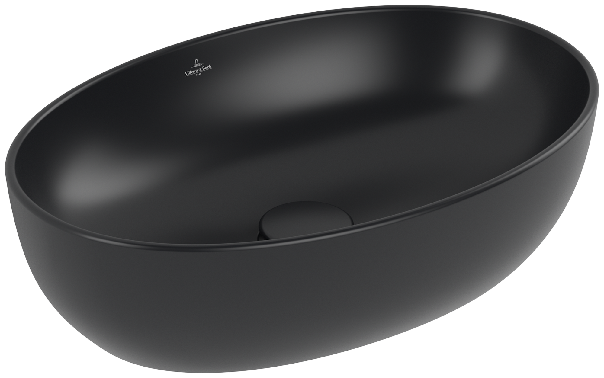 Villeroy & Boch Artis Aufsatzwaschbecken, 480x325x135mm, ohne Überlauf, Pure Black CeramicPlus