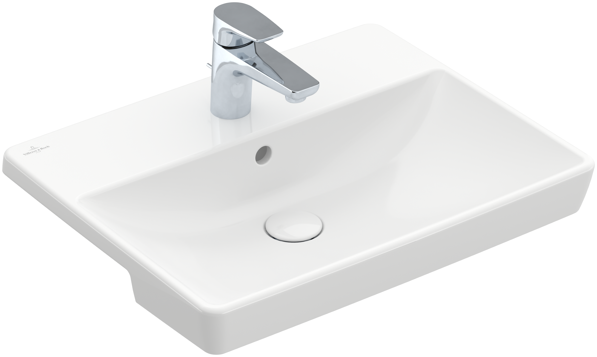 Villeroy & Boch Avento Semi-recessed washbasin, 550x440x145mm, with overflow, White Alpin CeramicPlus