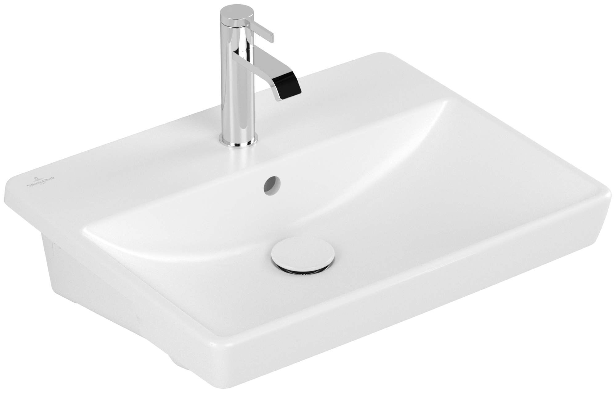 Villeroy & Boch Avento Semi-recessed washbasin, 550x440x145mm, with overflow, Stone White CeramicPlus