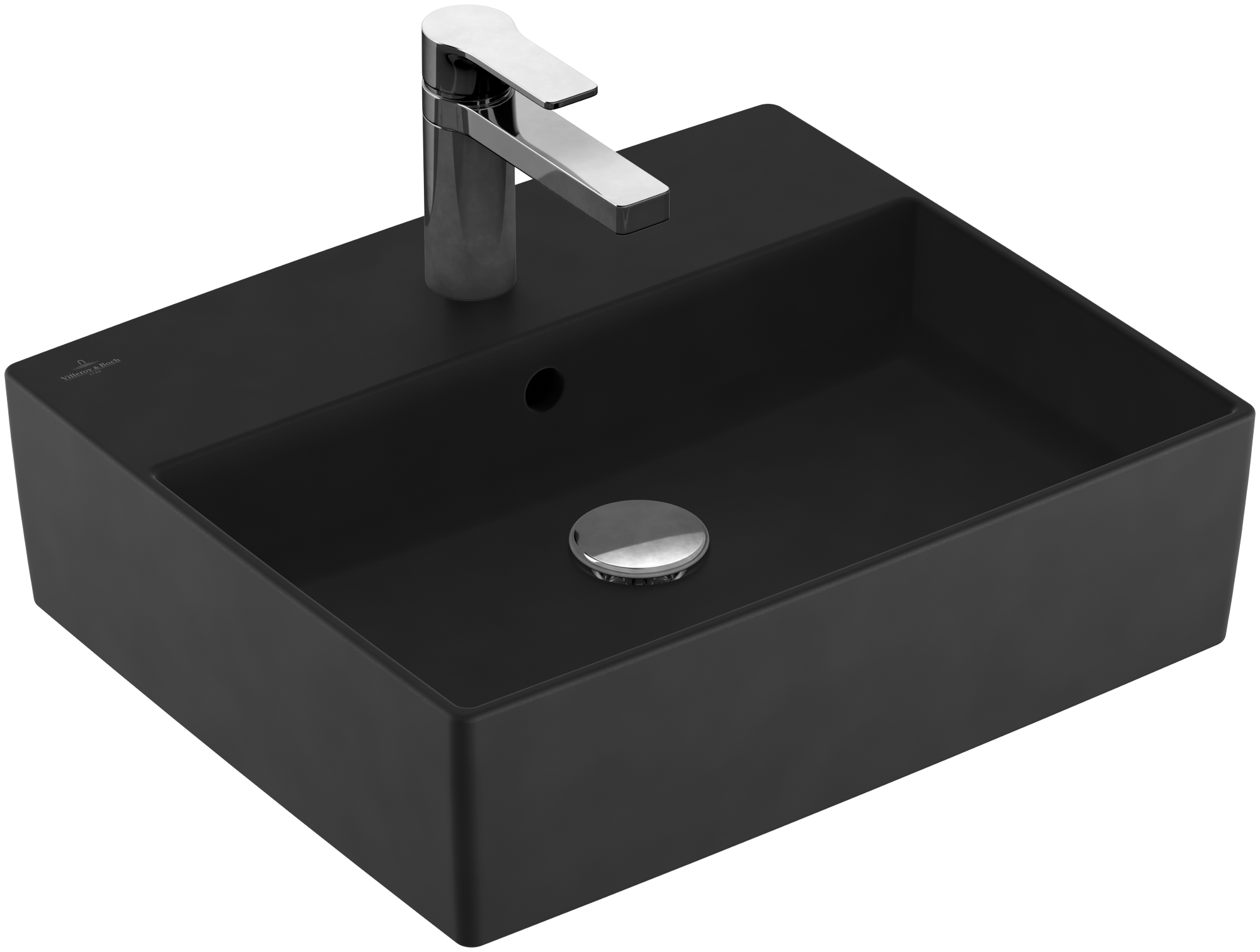 Villeroy & Boch Memento 2.0 Surface-mounted washbasin, 498x420x139mm, with overflow, Pure Black CeramicPlus