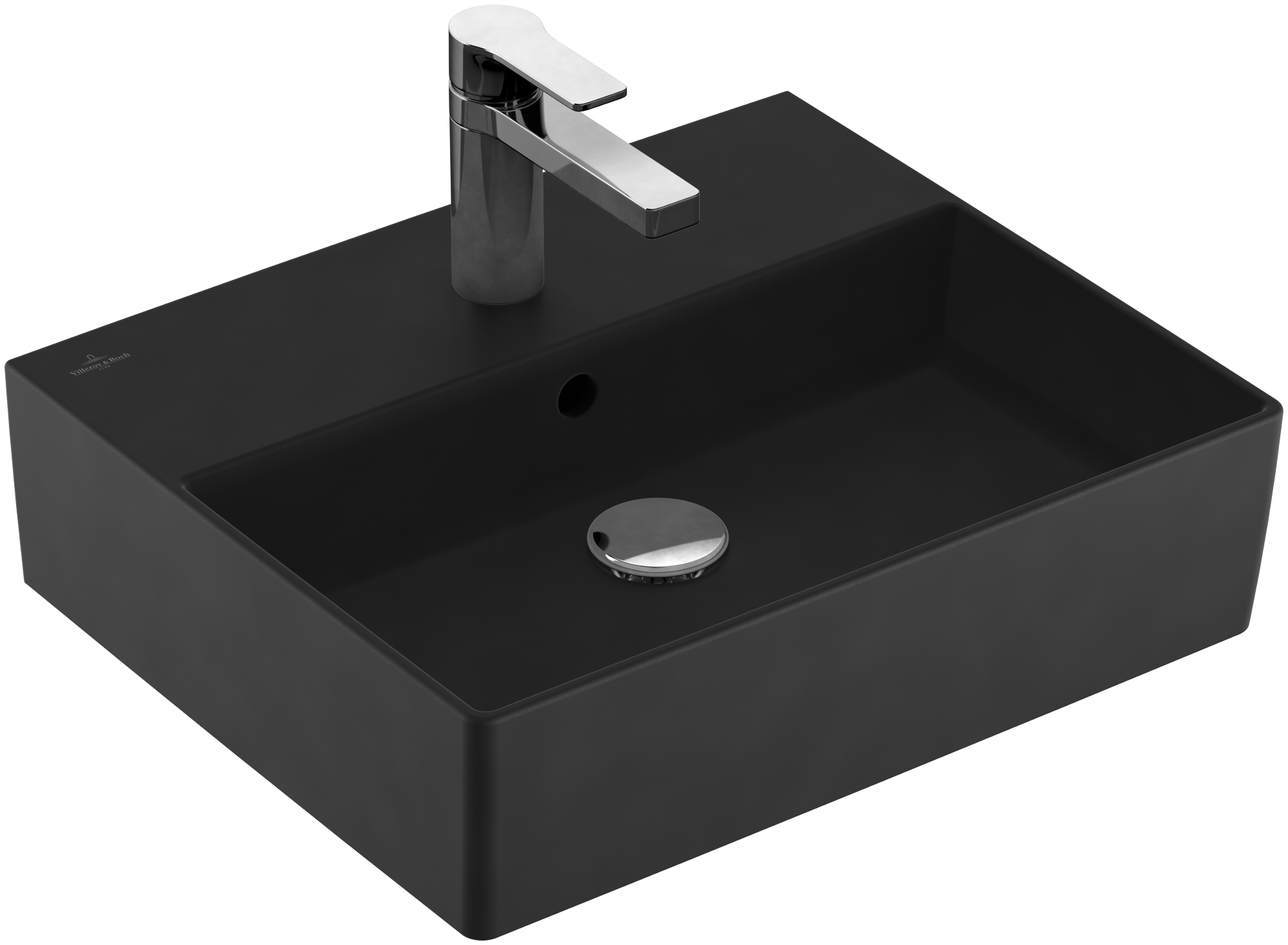 Villeroy & Boch Memento 2.0 Washbasin, 500x420x140mm, with overflow, Pure Black CeramicPlus
