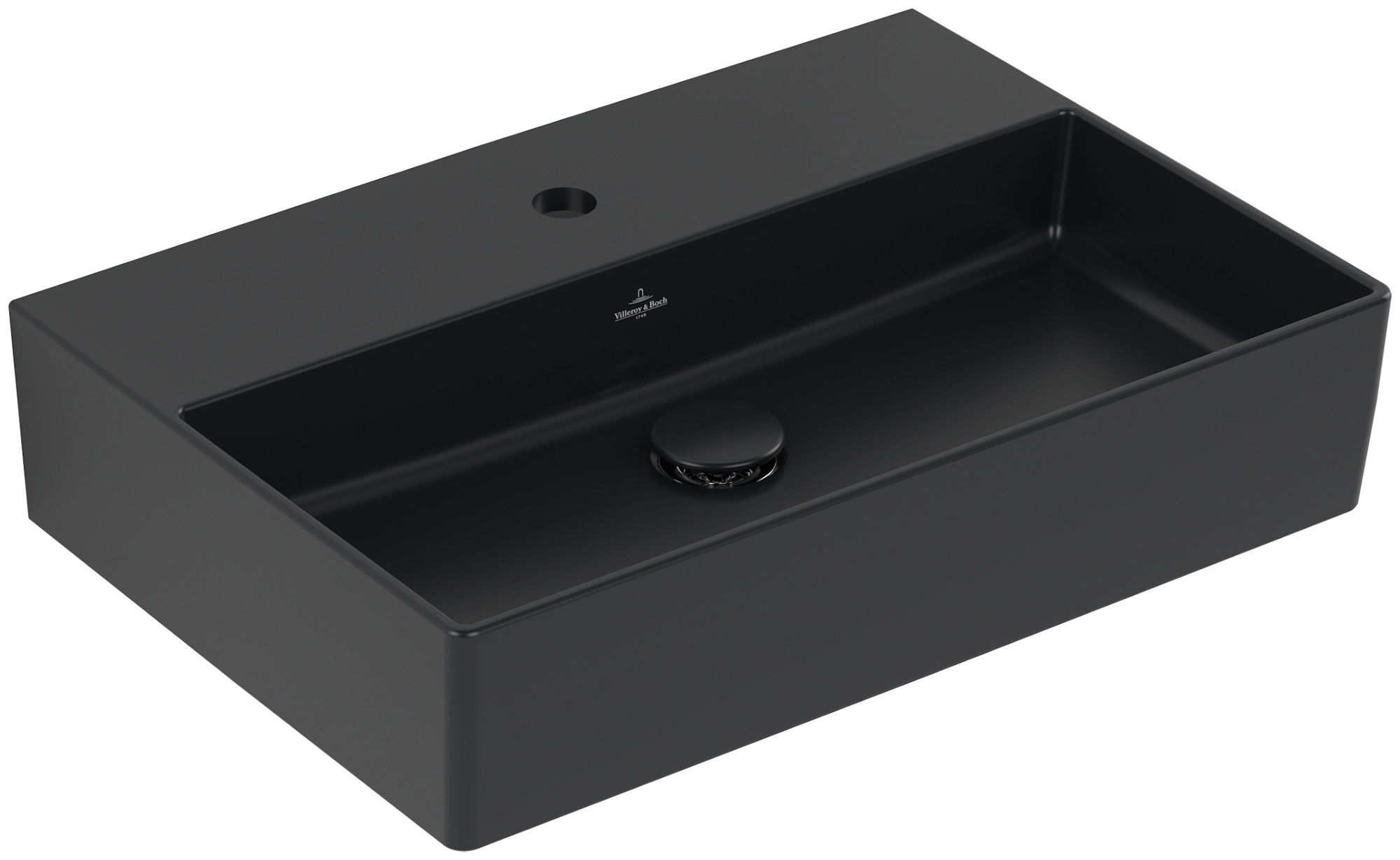 Villeroy & Boch Memento 2.0 Washbasin, 600x420x135mm, without overflow, Pure Black CeramicPlus
