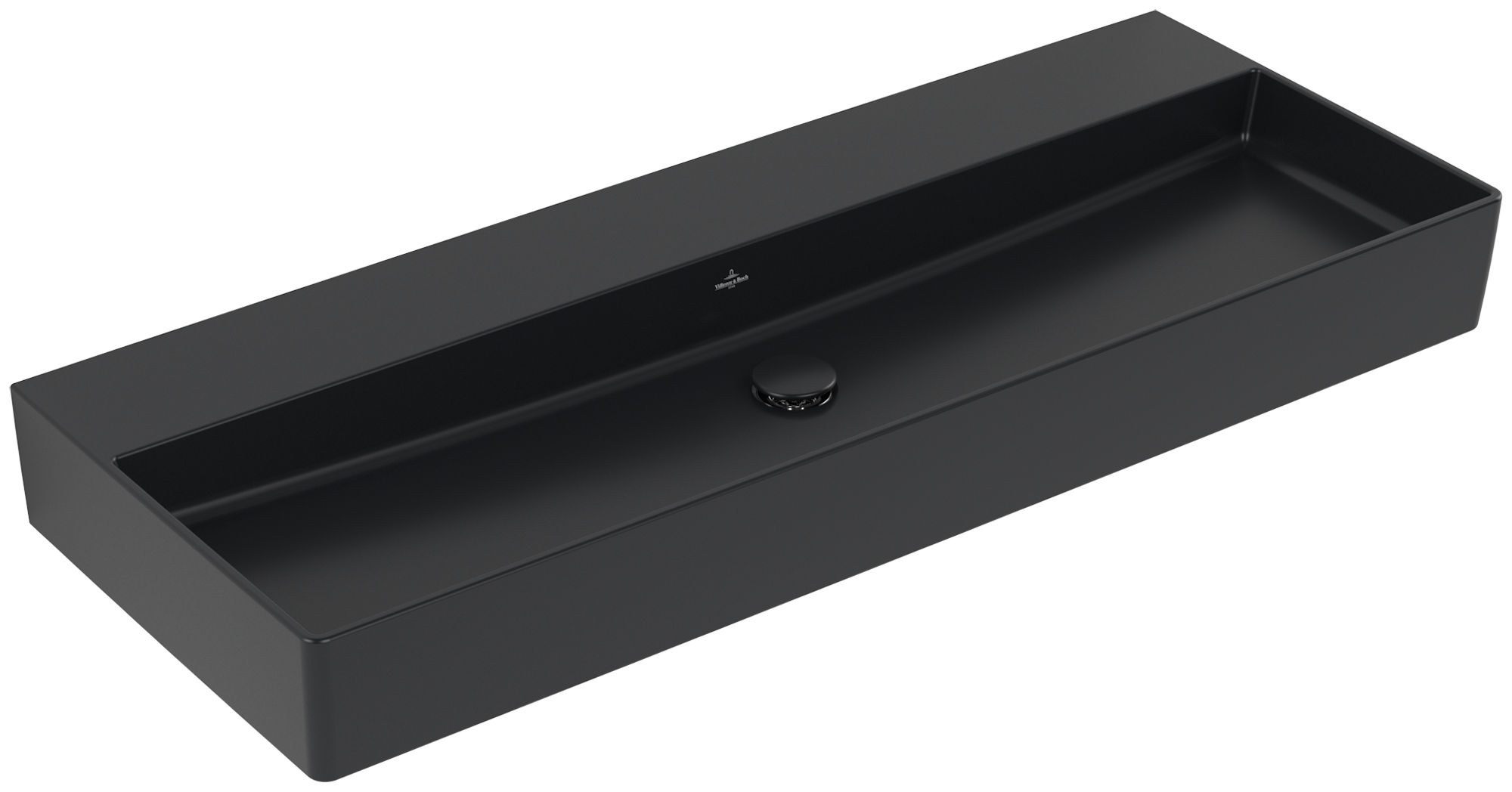 Villeroy & Boch Memento 2.0 Waschbecken, 1200x470x150mm, ohne Überlauf, Pure Black CeramicPlus