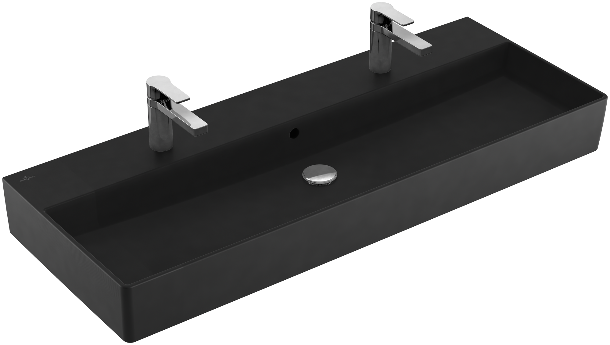 Villeroy & Boch Memento 2.0 Washbasin, 1200x470x150mm, with overflow, Pure Black CeramicPlus