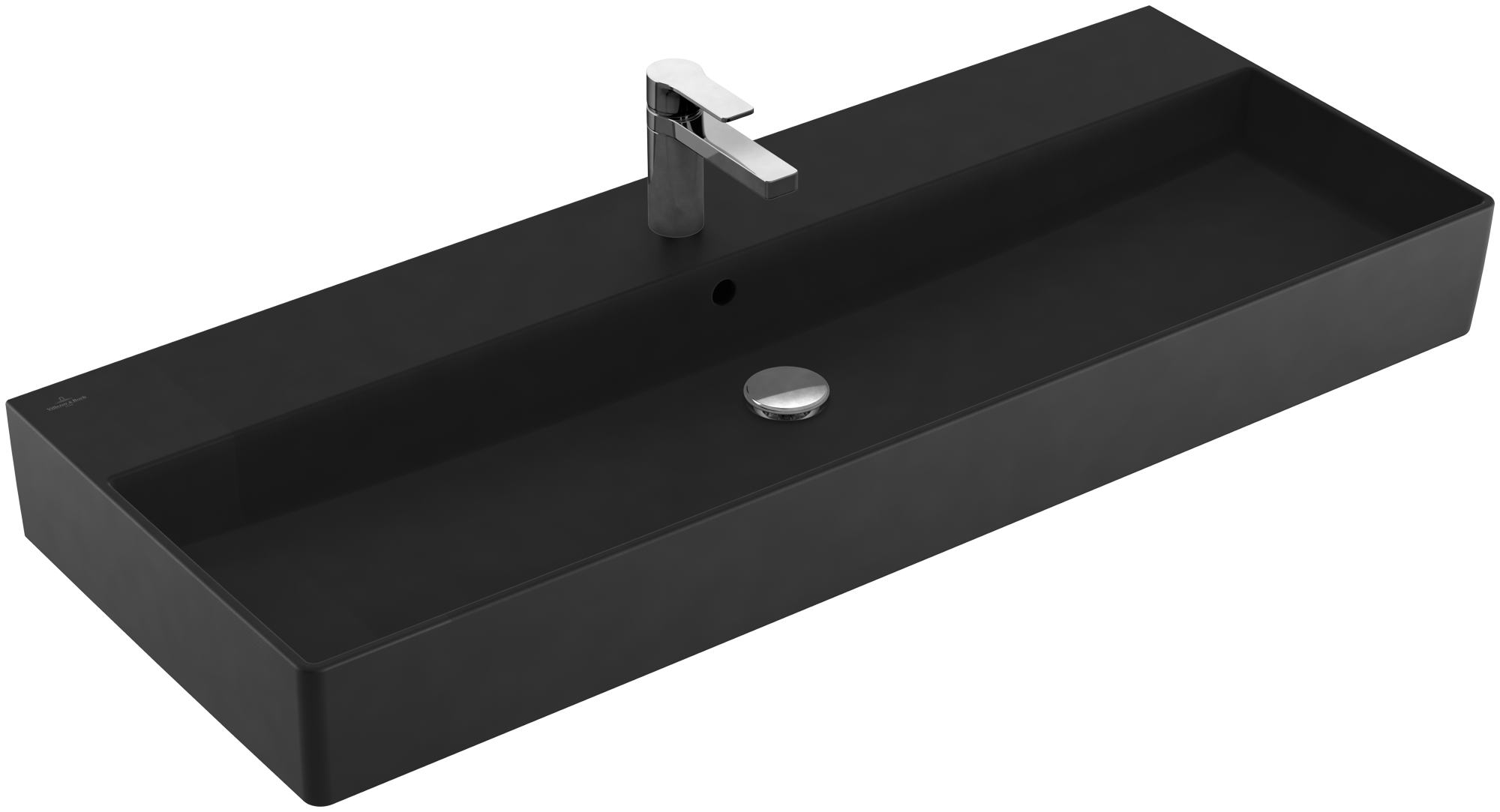 Villeroy & Boch Memento 2.0 Washbasin, 1200x470x150mm, with overflow, Pure Black CeramicPlus