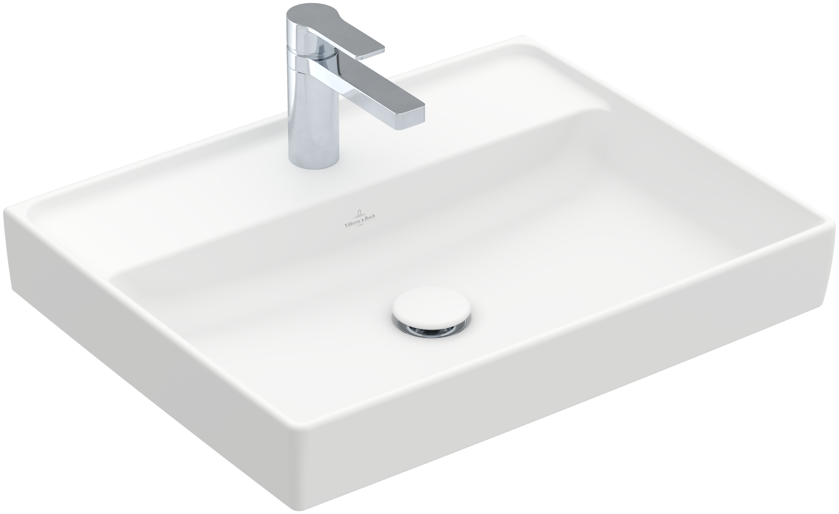 Villeroy & Boch Collaro Waschbecken, 600x470x160mm, ohne Überlauf, Stone White CeramicPlus