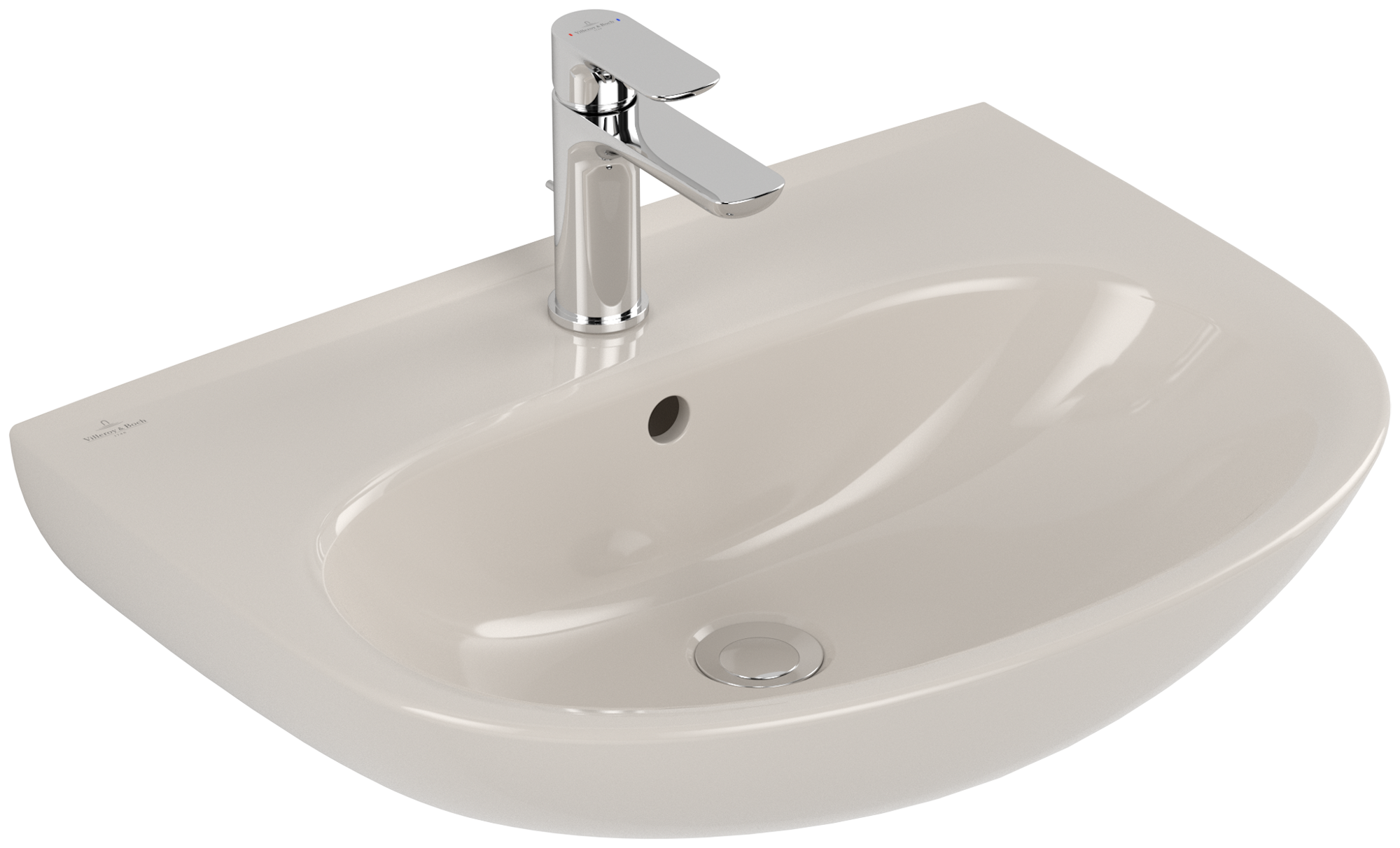 Villeroy & Boch O.novo Washbasin, 600x460x180mm, with overflow, Pergamon CeramicPlus
