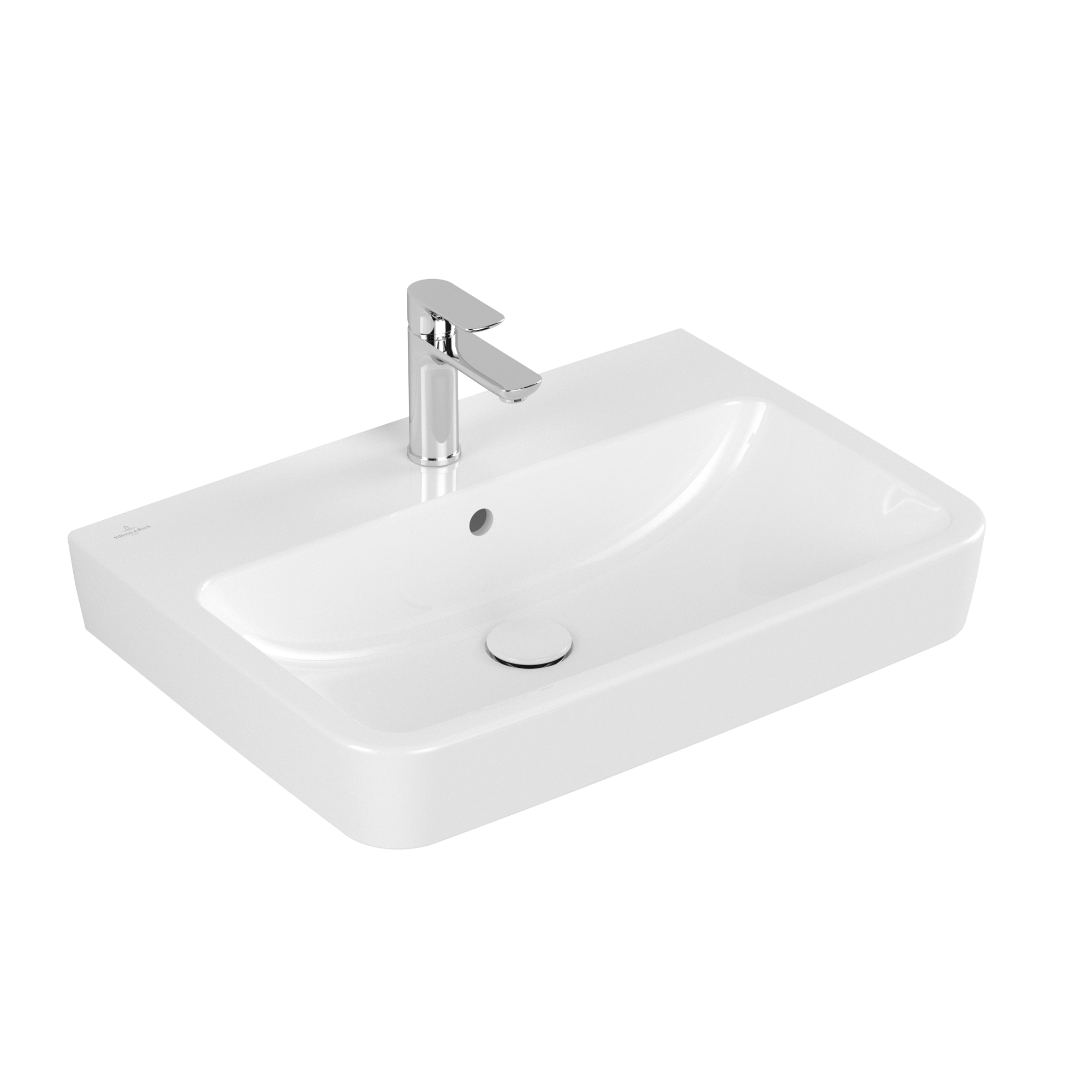 Villeroy & Boch O.novo Washbasin, 650x460x175mm, with overflow, White Alpin AntiBac CeramicPlus