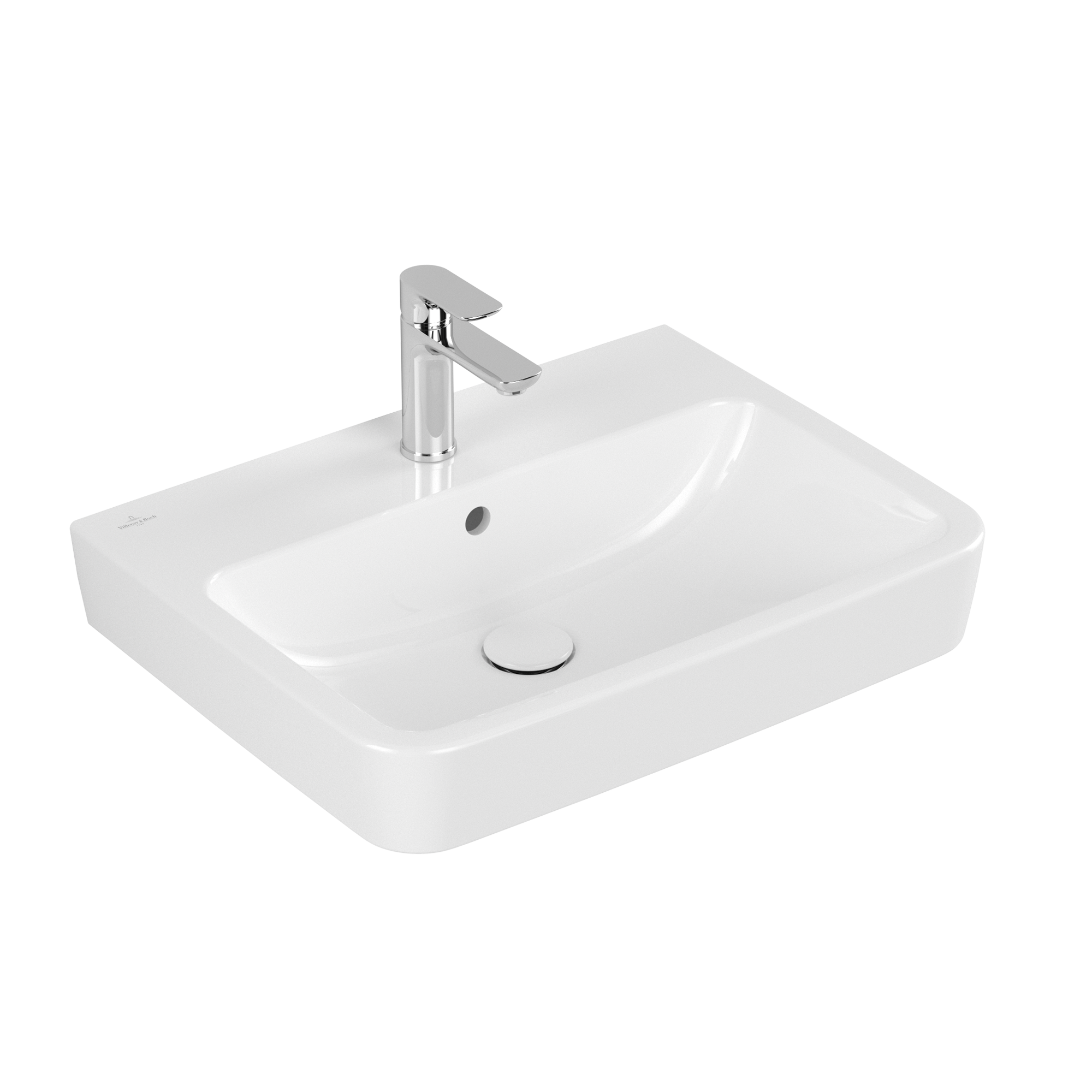 Villeroy & Boch O.novo Washbasin, 600x460x175mm, with overflow, White Alpin AntiBac CeramicPlus
