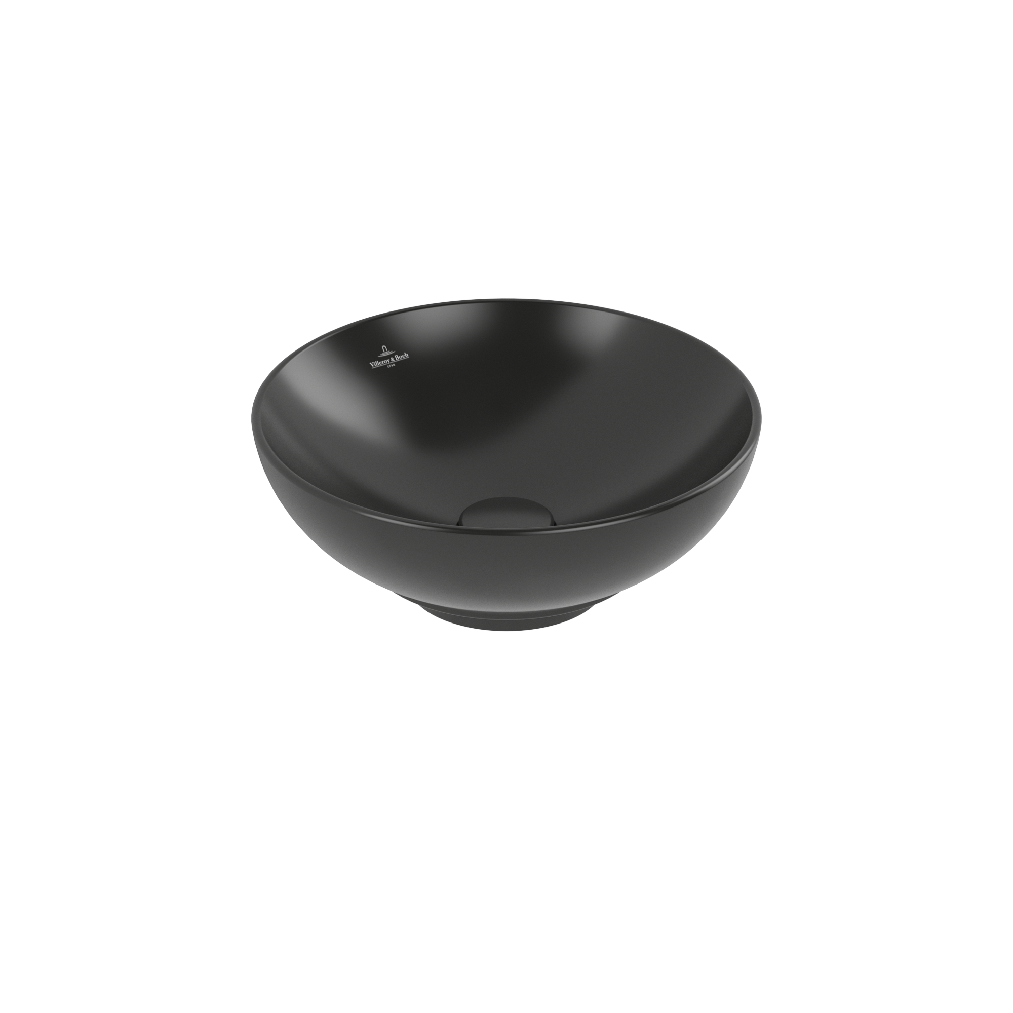 Villeroy & Boch Loop & Friends Lavabo sobre encimera, 380x380x150mm, con rebosadero, Pure Black CeramicPlus