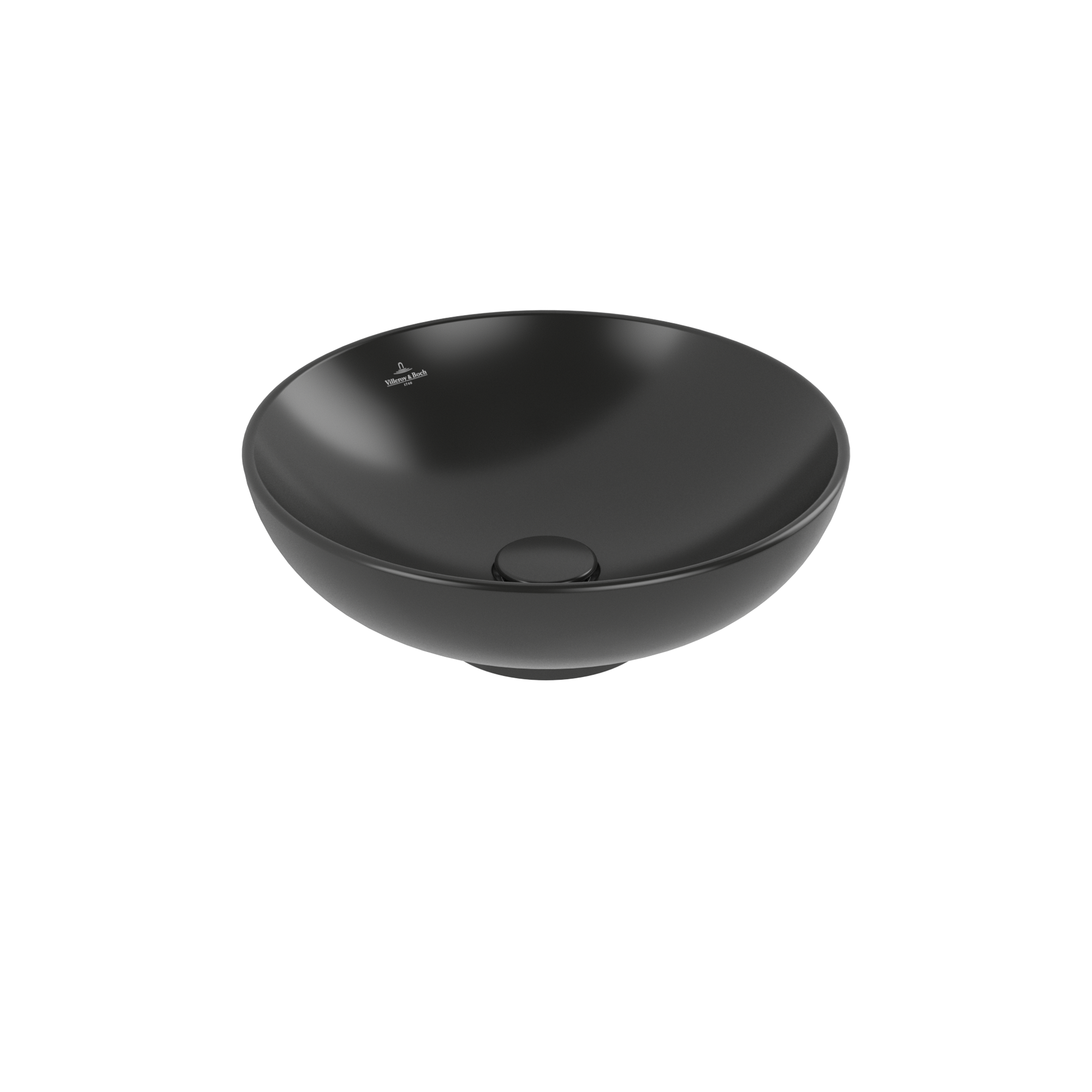 Villeroy & Boch Loop & Friends Lavabo sobre encimera, 420x420x150mm, con rebosadero, Pure Black CeramicPlus