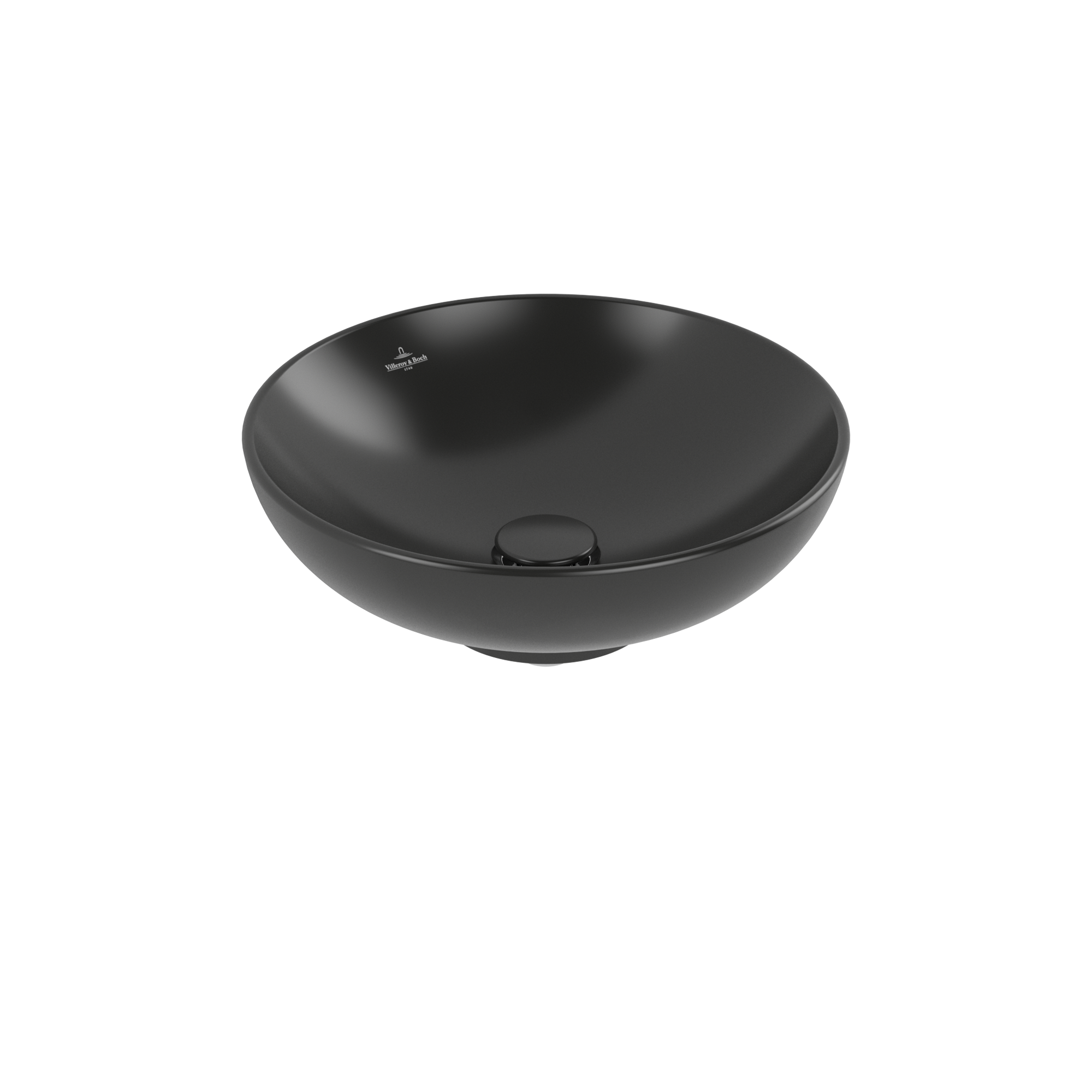 Villeroy & Boch Loop & Friends Lavabo sobre encimera, 420x420x150mm, sin rebosadero, Pure Black CeramicPlus