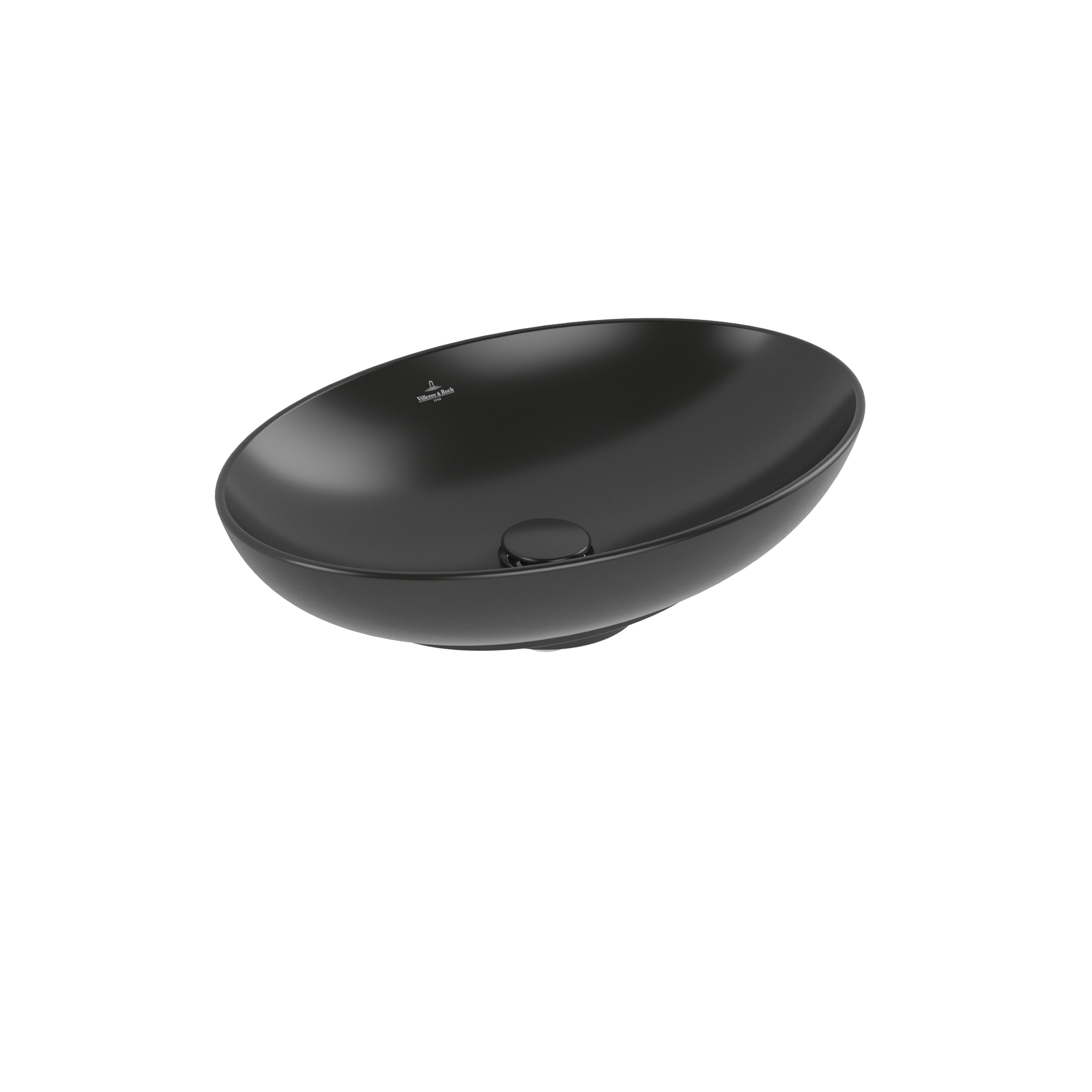 Villeroy & Boch Loop & Friends Lavabo sobre encimera, 560x380x150mm, sin rebosadero, Pure Black CeramicPlus