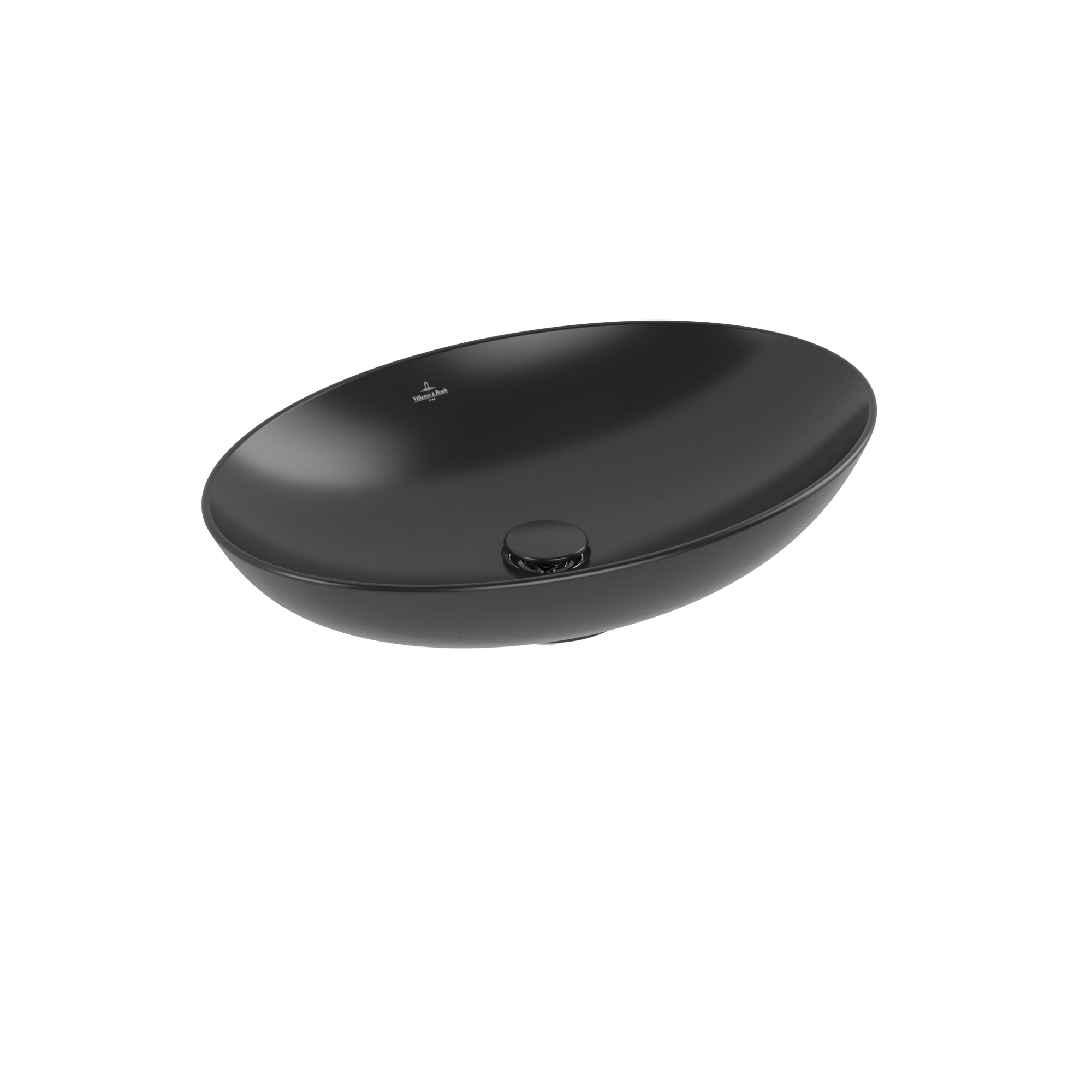 Villeroy & Boch Loop & Friends Surface-mounted washbasin, 620x420x150mm, without overflow, Pure Black CeramicPlus