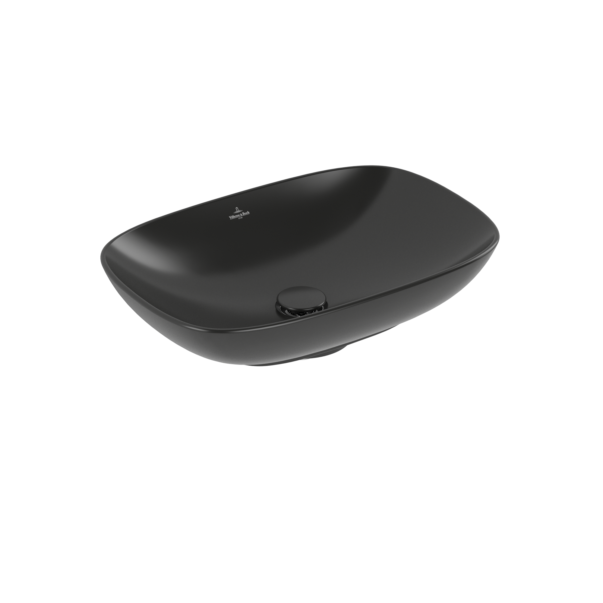 Villeroy & Boch Loop & Friends Lavabo sobre encimera, 560x380x150mm, sin rebosadero, Pure Black CeramicPlus