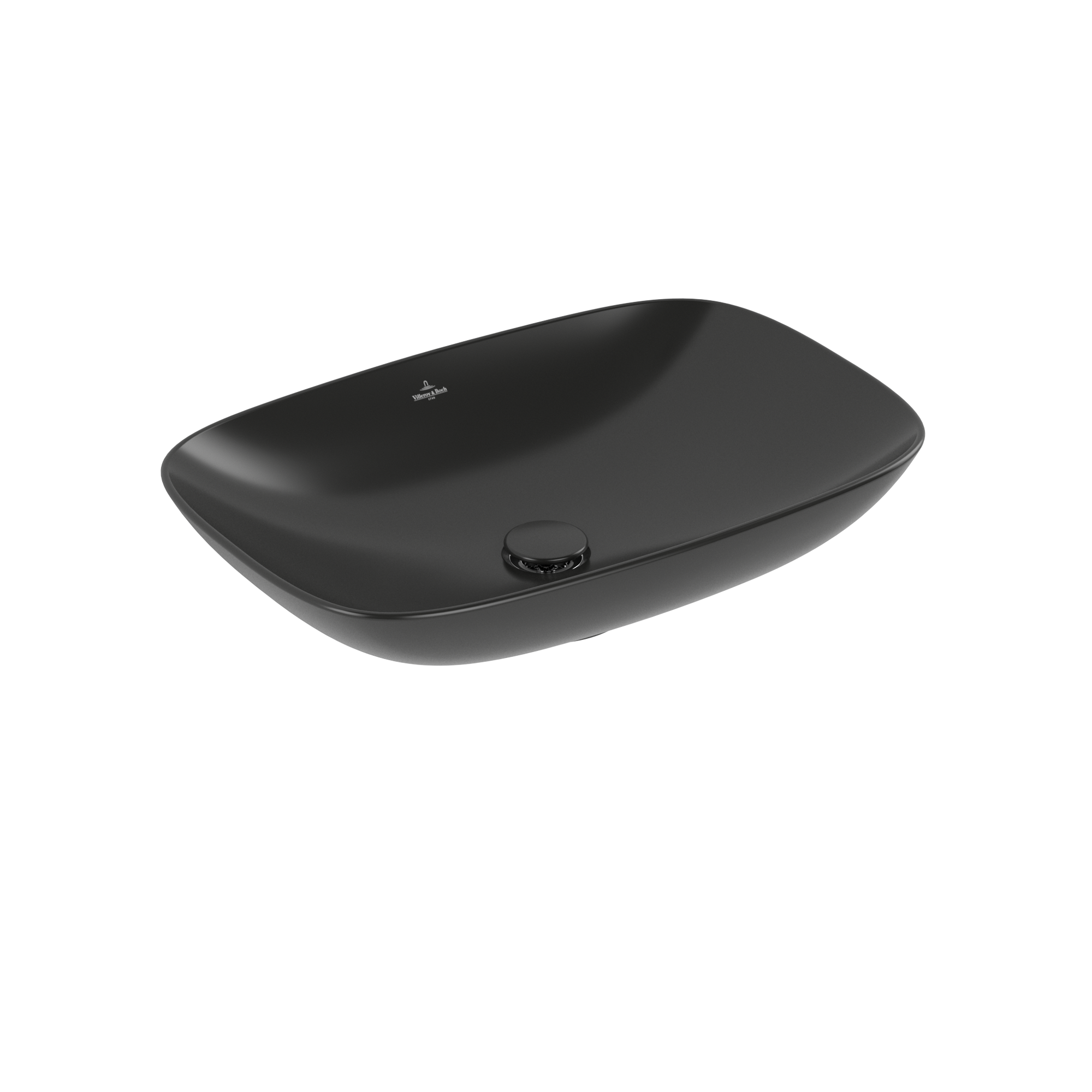 Villeroy & Boch Loop & Friends Lavabo sobre encimera, 620x420x150mm, sin rebosadero, Pure Black CeramicPlus