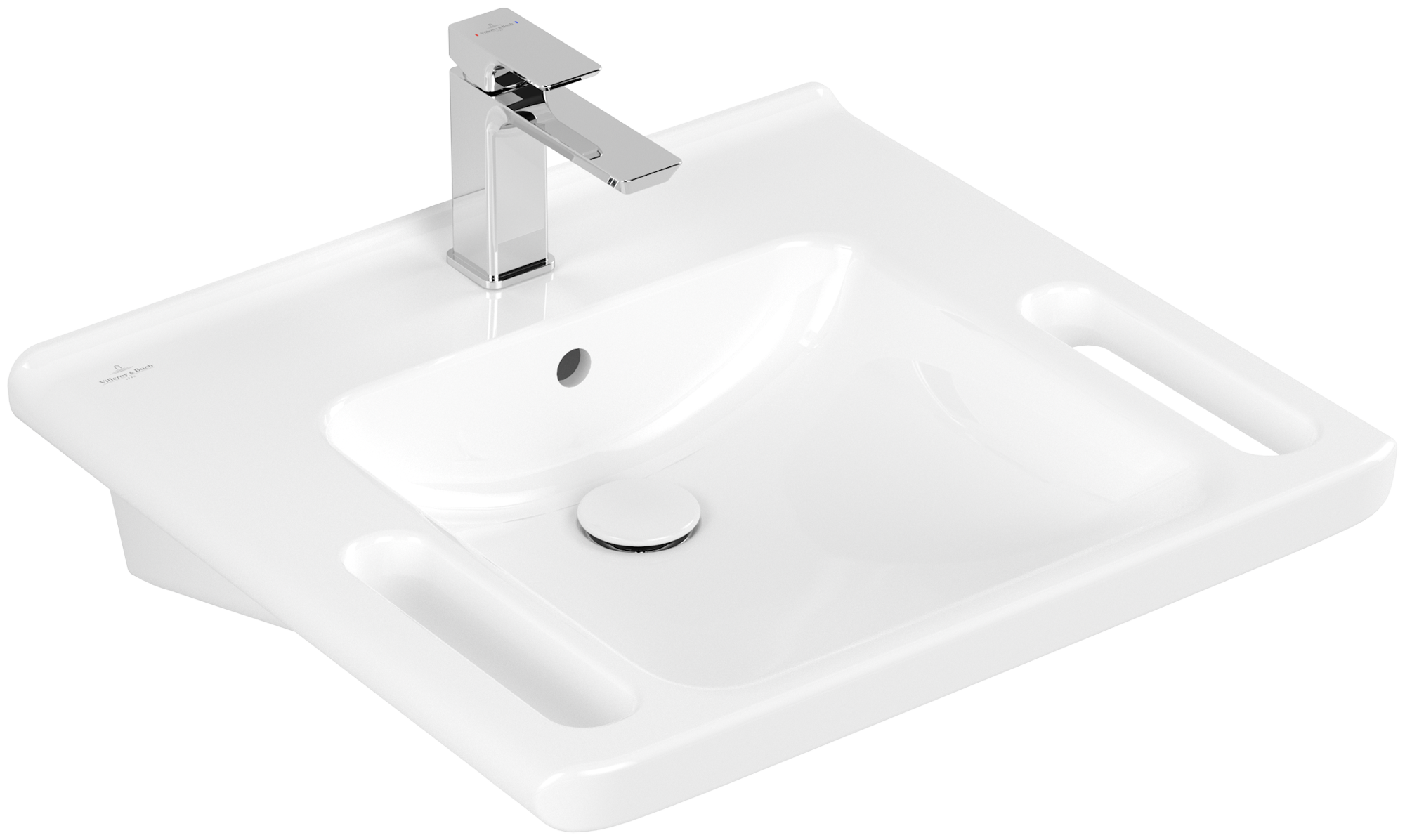 Villeroy & Boch ViCare Wastafel ViCare, 600x550x180mm, met overloop, Wit Alpin AntiBac CeramicPlus