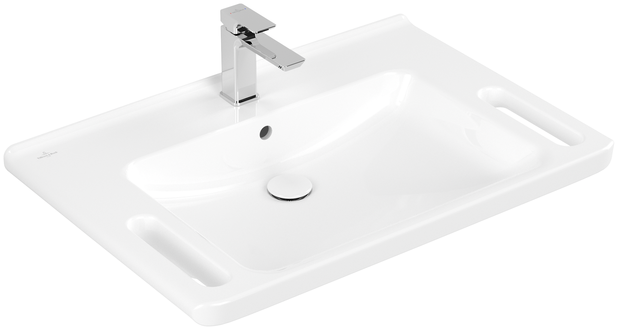 Villeroy & Boch ViCare Wastafel ViCare, 800x550x180mm, met overloop, Wit Alpin AntiBac CeramicPlus