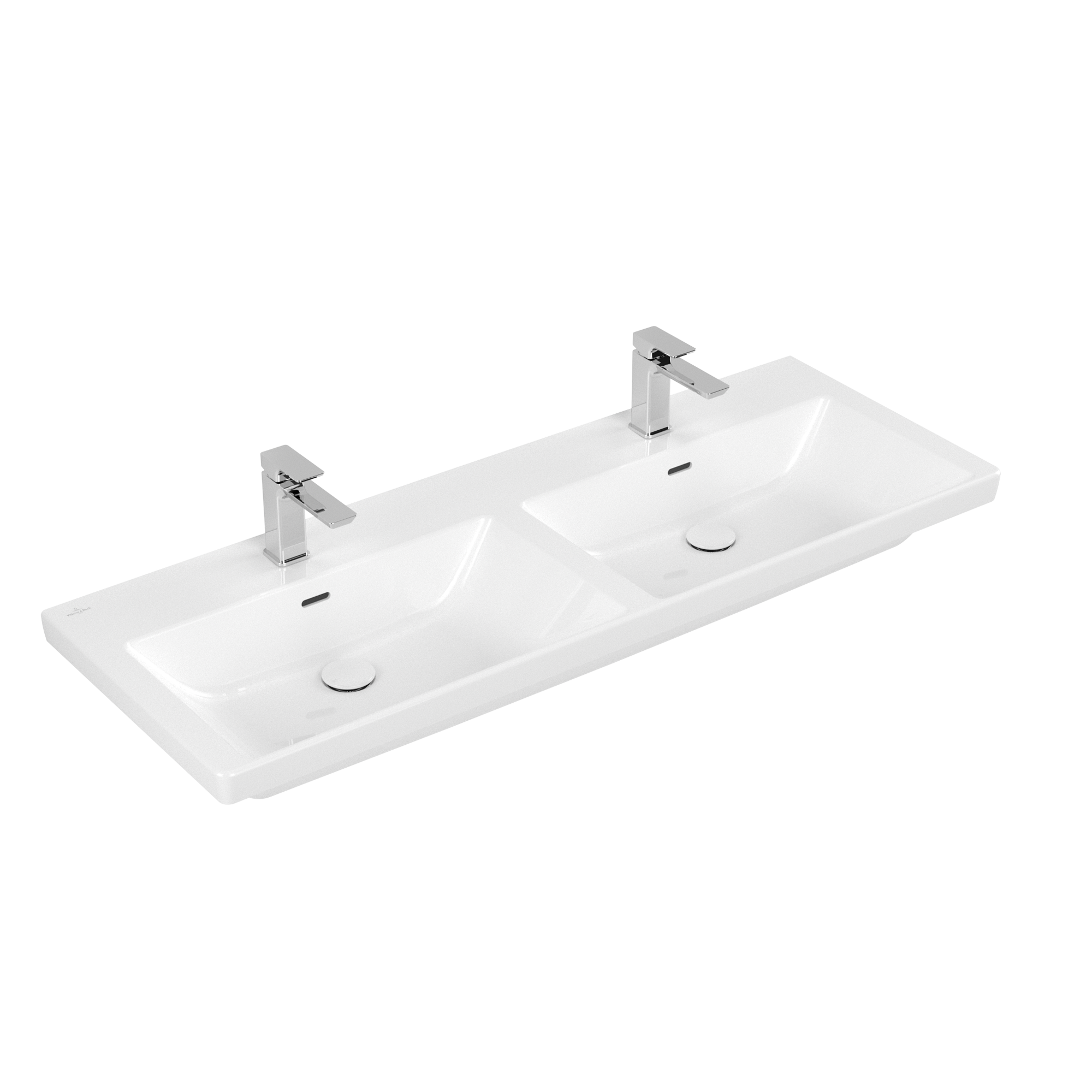 Villeroy & Boch Subway 3.0 Double vanity washbasin, 1300x475x165mm, with overflow, White Alpin CeramicPlus