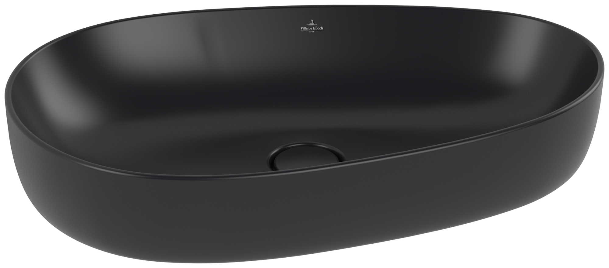 Villeroy & Boch Antao Surface-mounted washbasin, 650x400x146mm, without overflow, Pure Black CeramicPlus