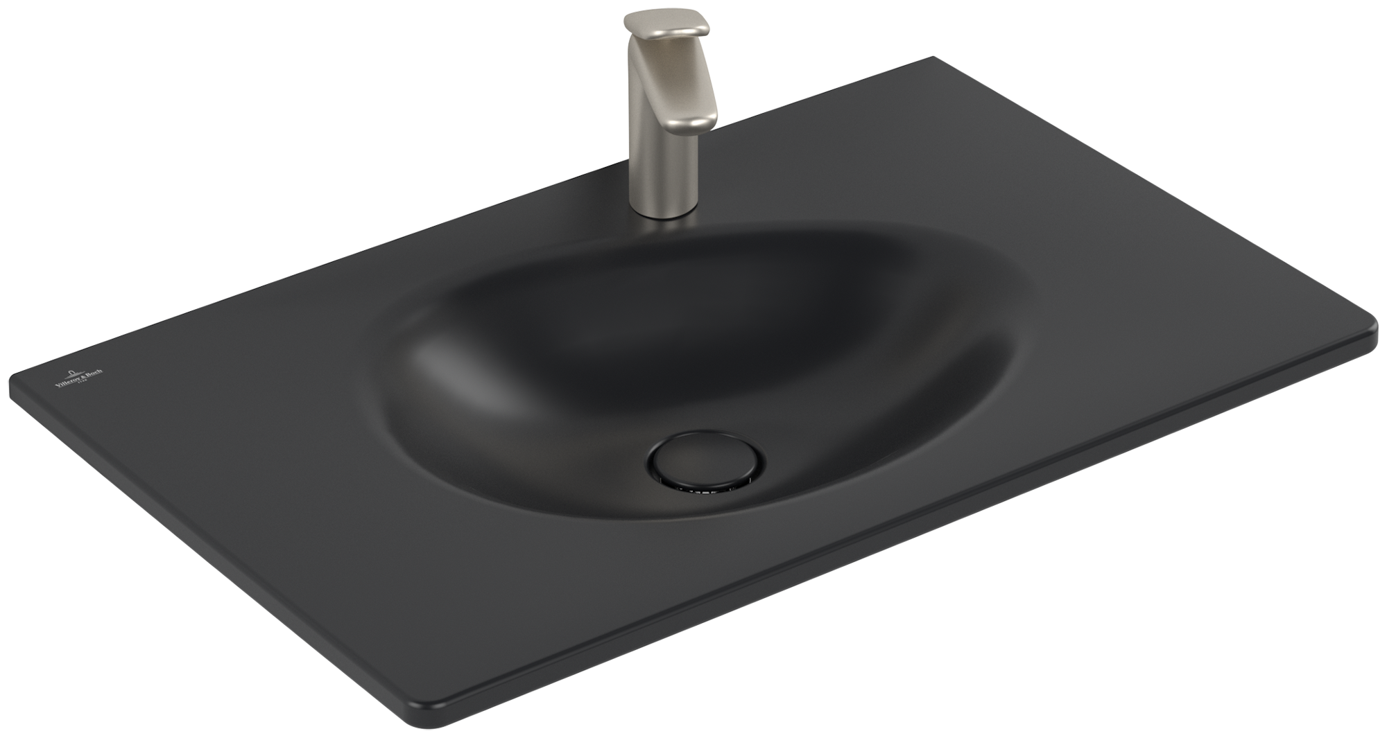 Villeroy & Boch Antao Vanity washbasin, 800x500x150mm, with concealed overflow, Pure Black CeramicPlus