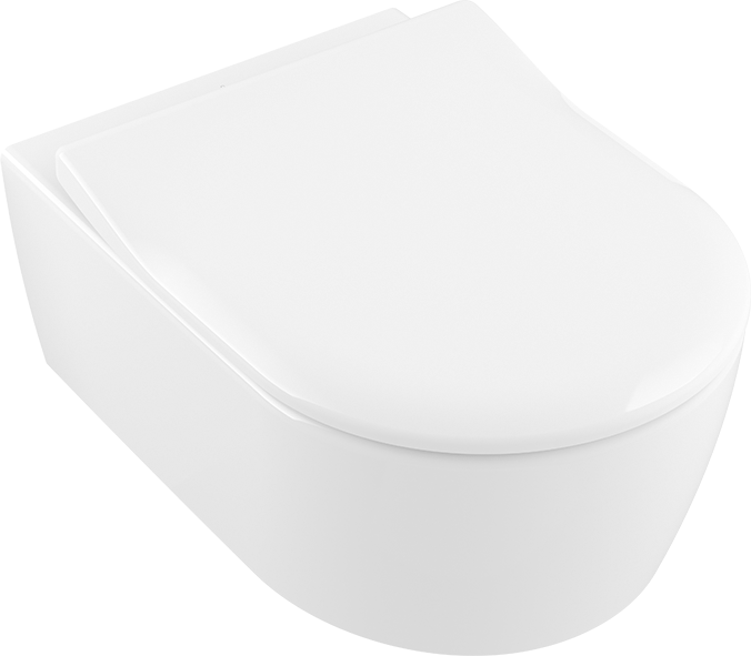 Villeroy & Boch Avento Abattant WC SlimSeat, avec dispositif de fermeture amortie (SoftClosing), avec abattant amovible (QuickRelease) , Blanc