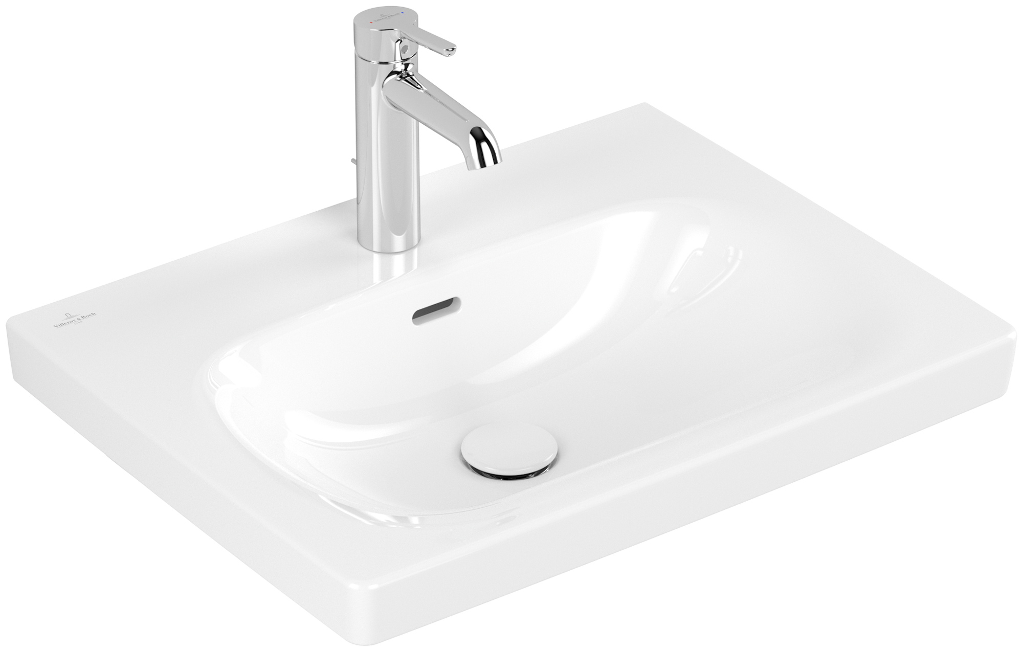 Villeroy & Boch Skyla Waschbecken, 600x460x163mm, mit Überlauf, Weiß Alpin