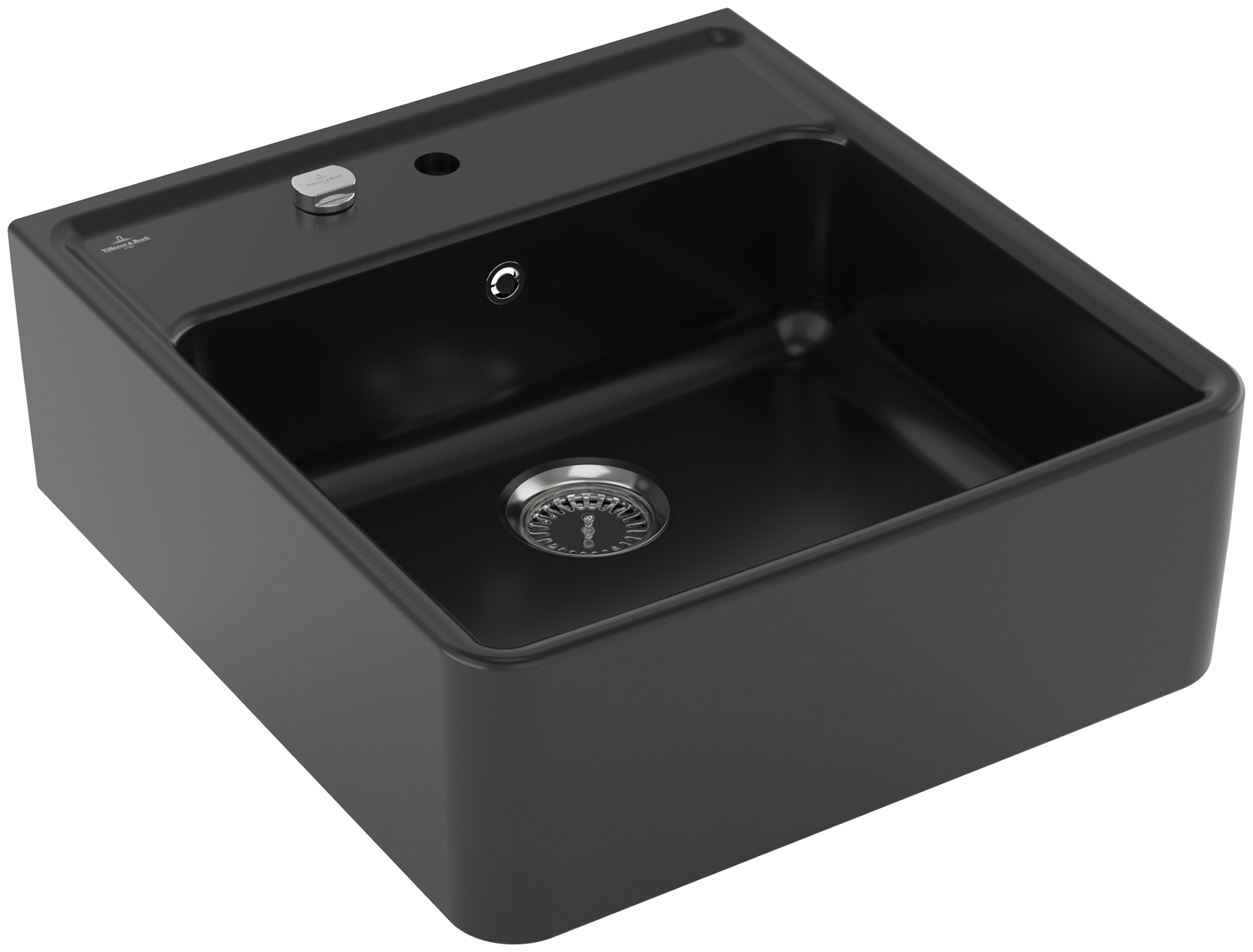 Villeroy & Boch Single-bowl sink Single-bowl sink included Waste system with pop-up waste system, of Ceramic, 595x630mm, Pure Black