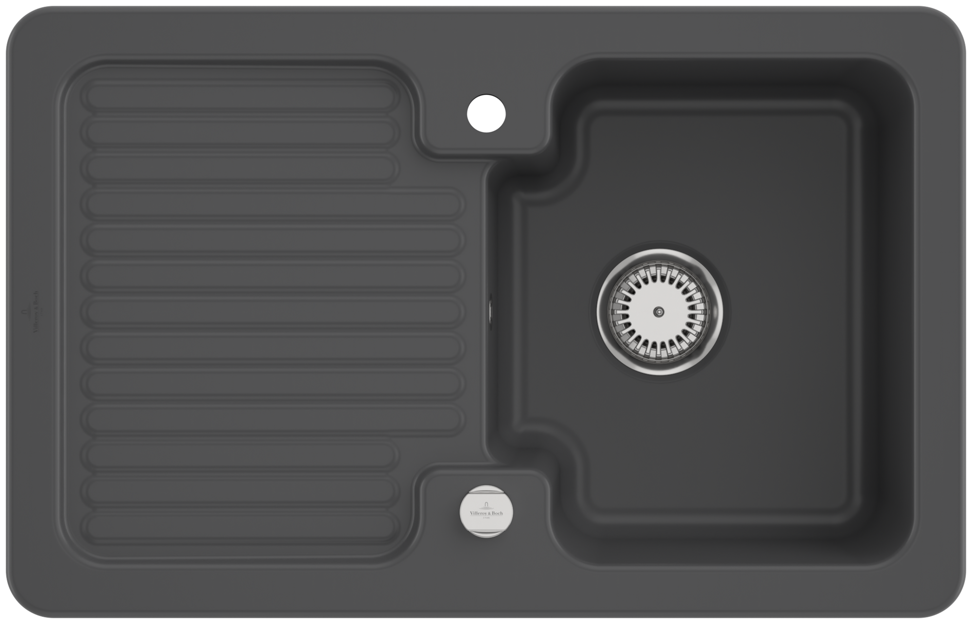Villeroy & Boch Condor 45 Built-in sink included Waste system with pop-up waste system, of Ceramic, 800x510mm, Graphite CeramicPlus