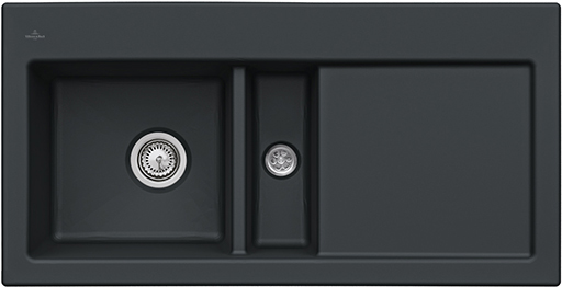 Villeroy & Boch Subway 60 Built-in sink included Waste system with basket strainer waste, of Ceramic, 1000x510mm, Pure Black
