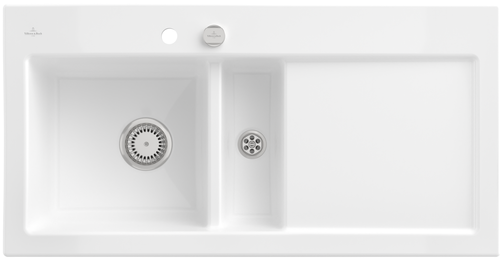 Villeroy & Boch Subway 60 Built-in sink included Waste system with pop-up waste system, of Ceramic, 1000x510mm, Snow White CeramicPlus